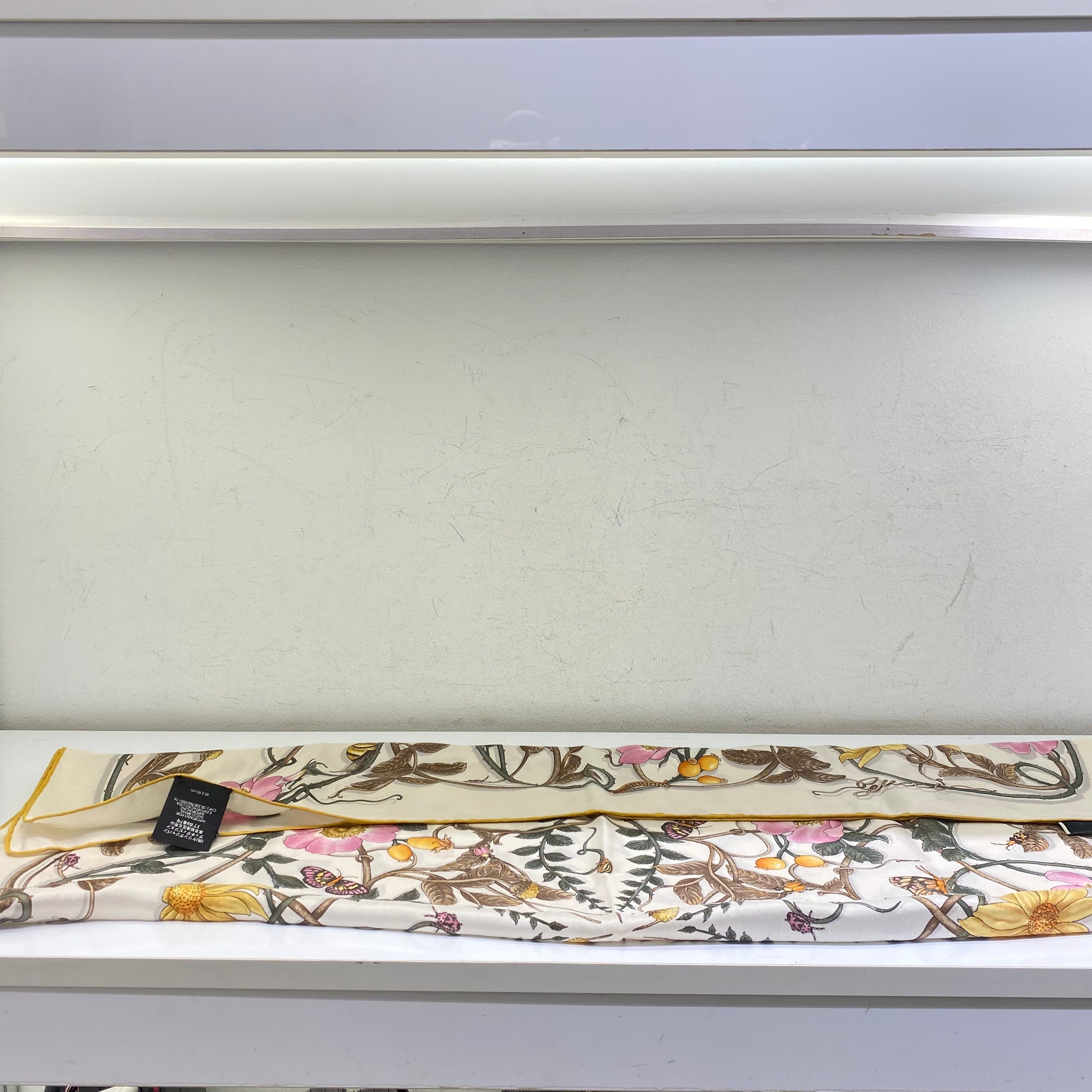 Gucci Off White Flower Print Silk Square Scarf-Scarf-Gucci-The Closet Egypt