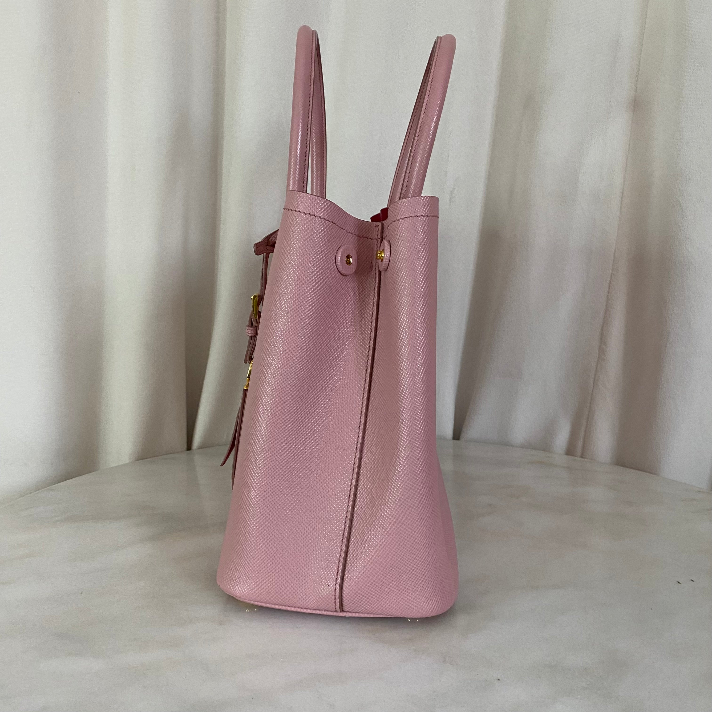 Prada Pink Medium Double Bag W/ Strap-handbag-Prada-The Closet Egypt