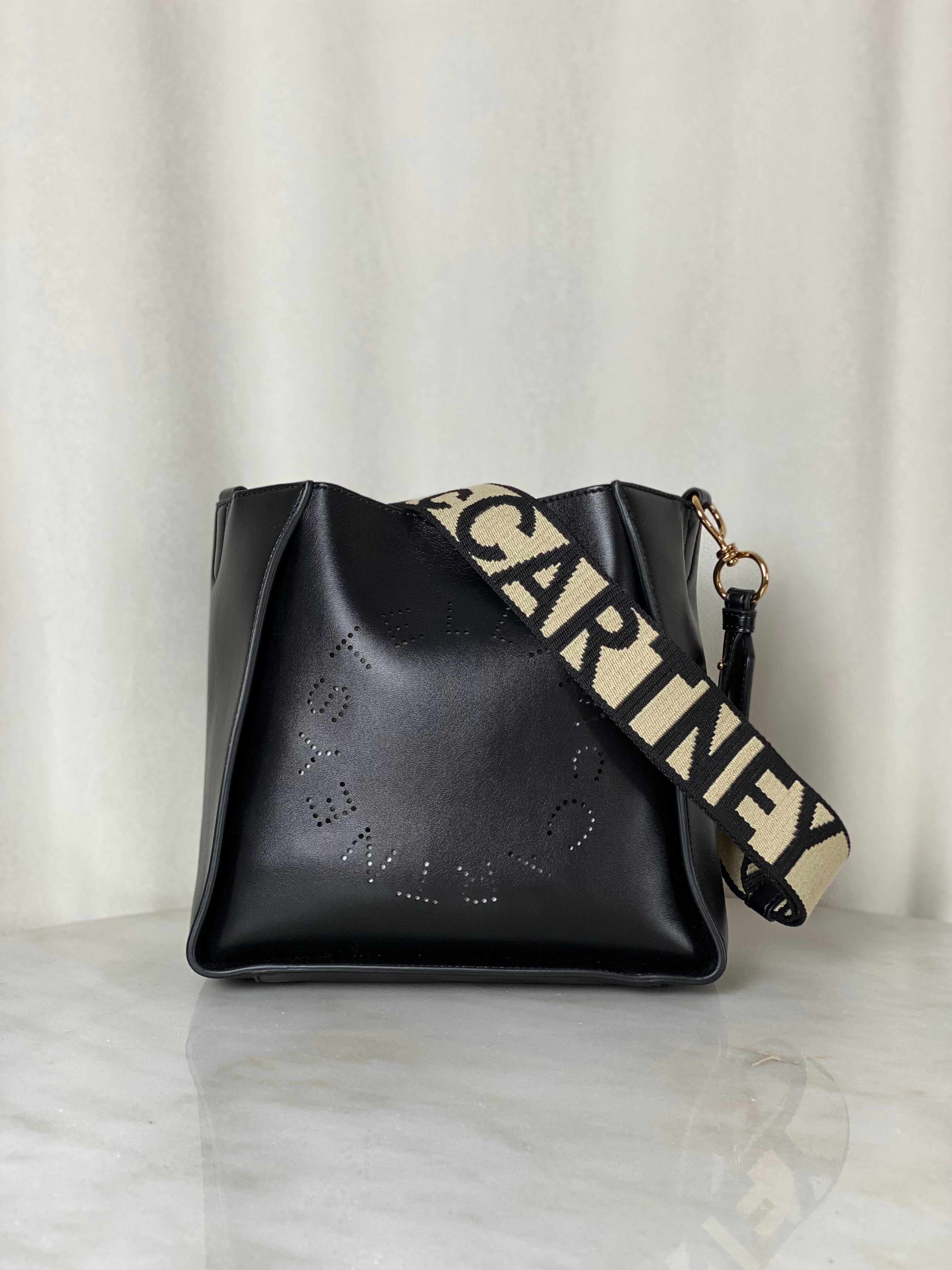 Stella Mccartney Black Logo Square Crossbody Bag W/ Strap-handbag-Stella Mccartney-The Closet Egypt