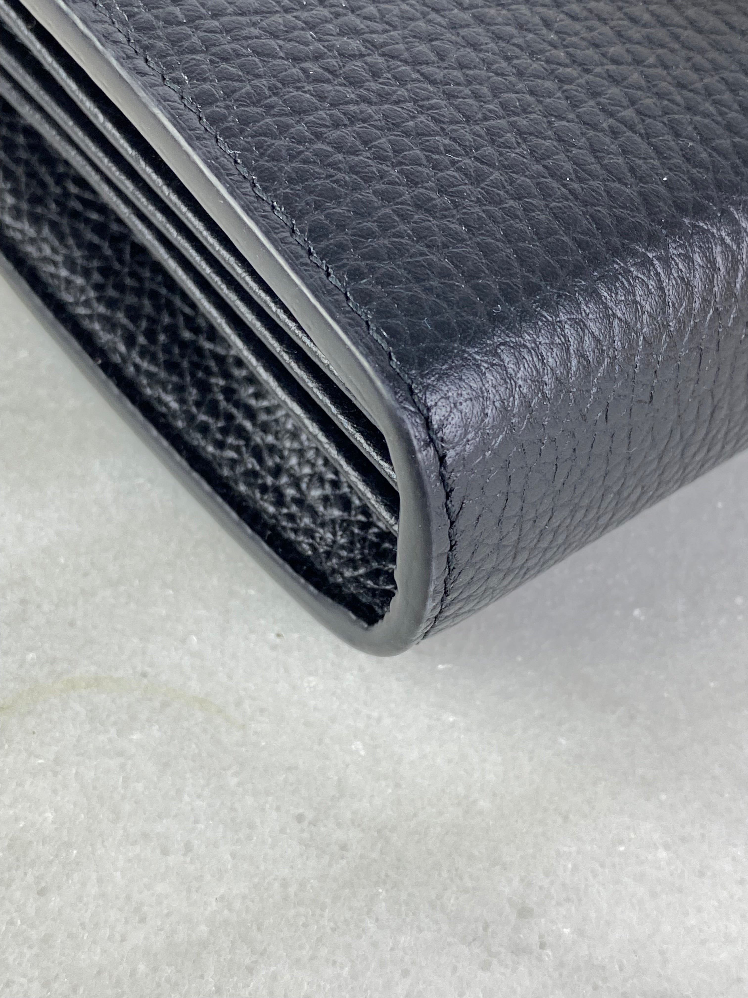 Gucci Black Pebbled GG Marmont Wallet on Chain