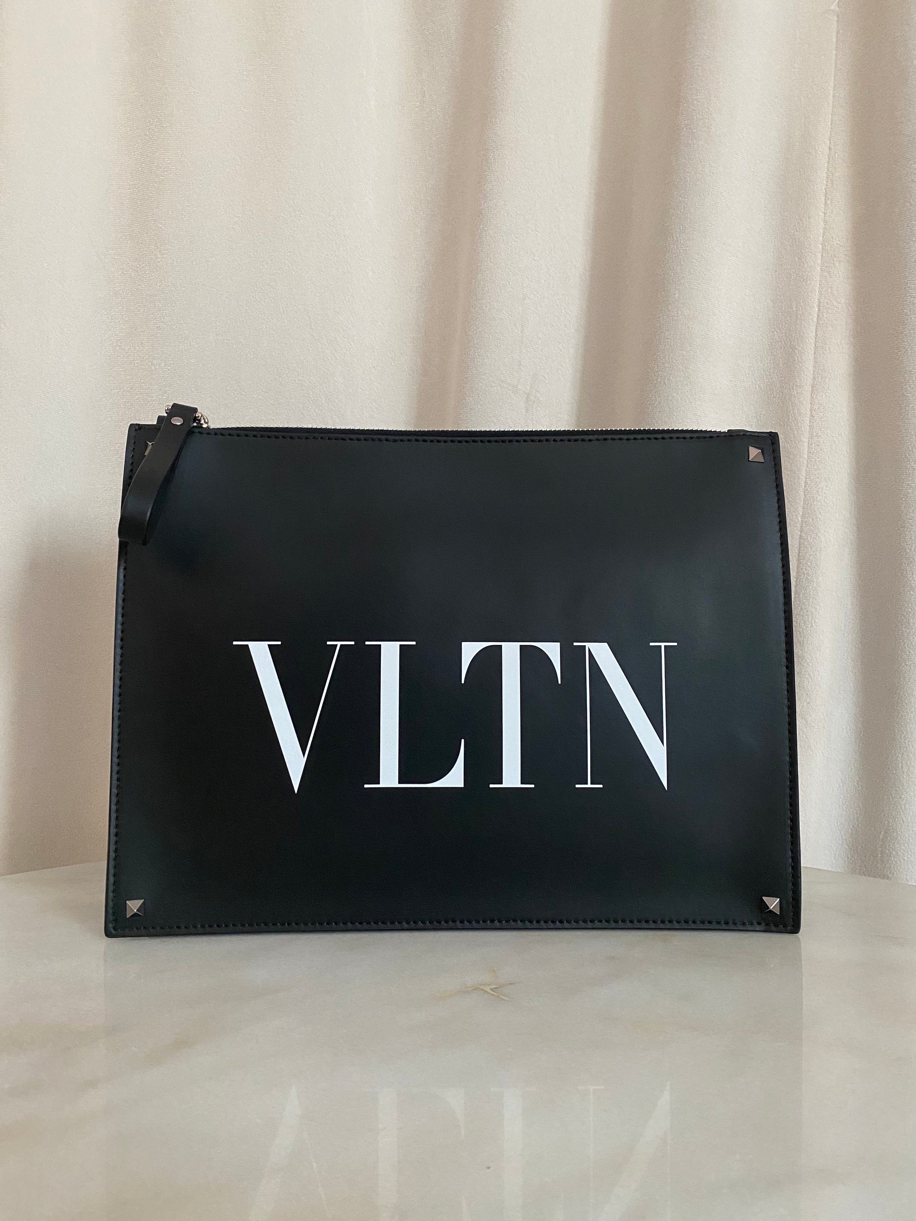 Valentino Black VLTN Logo Large Clutch-Clutch-Valentino-The Closet Egypt