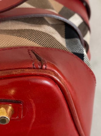 Burberry Red Bridle House Check Top Handle Bag-handbag-Burberry-The Closet Egypt