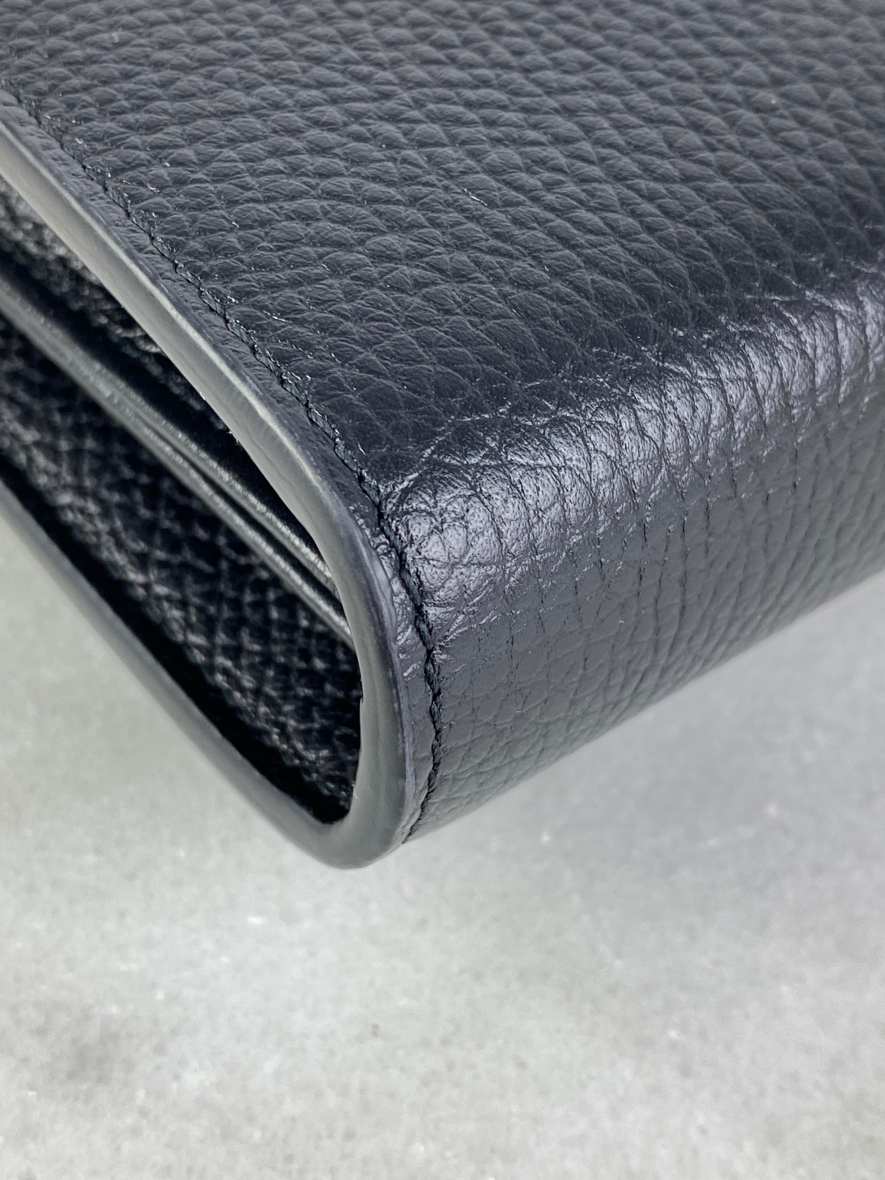 Gucci Black Pebbled GG Marmont Wallet on Chain