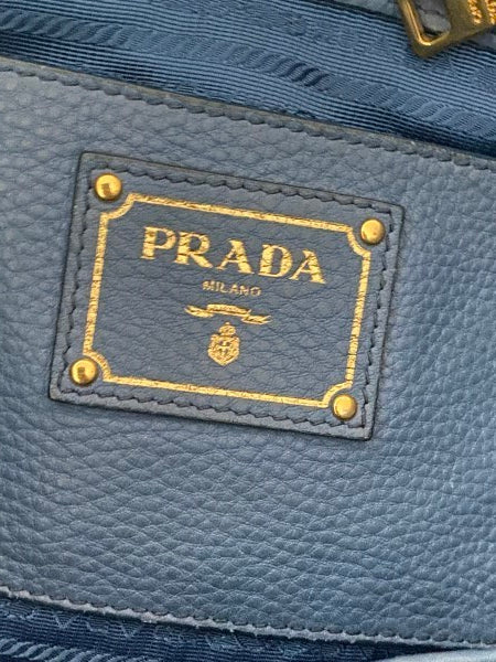 Prada Blue Vitello Daino Vertical Convertible Tote Bag-handbag-Prada-The Closet Egypt