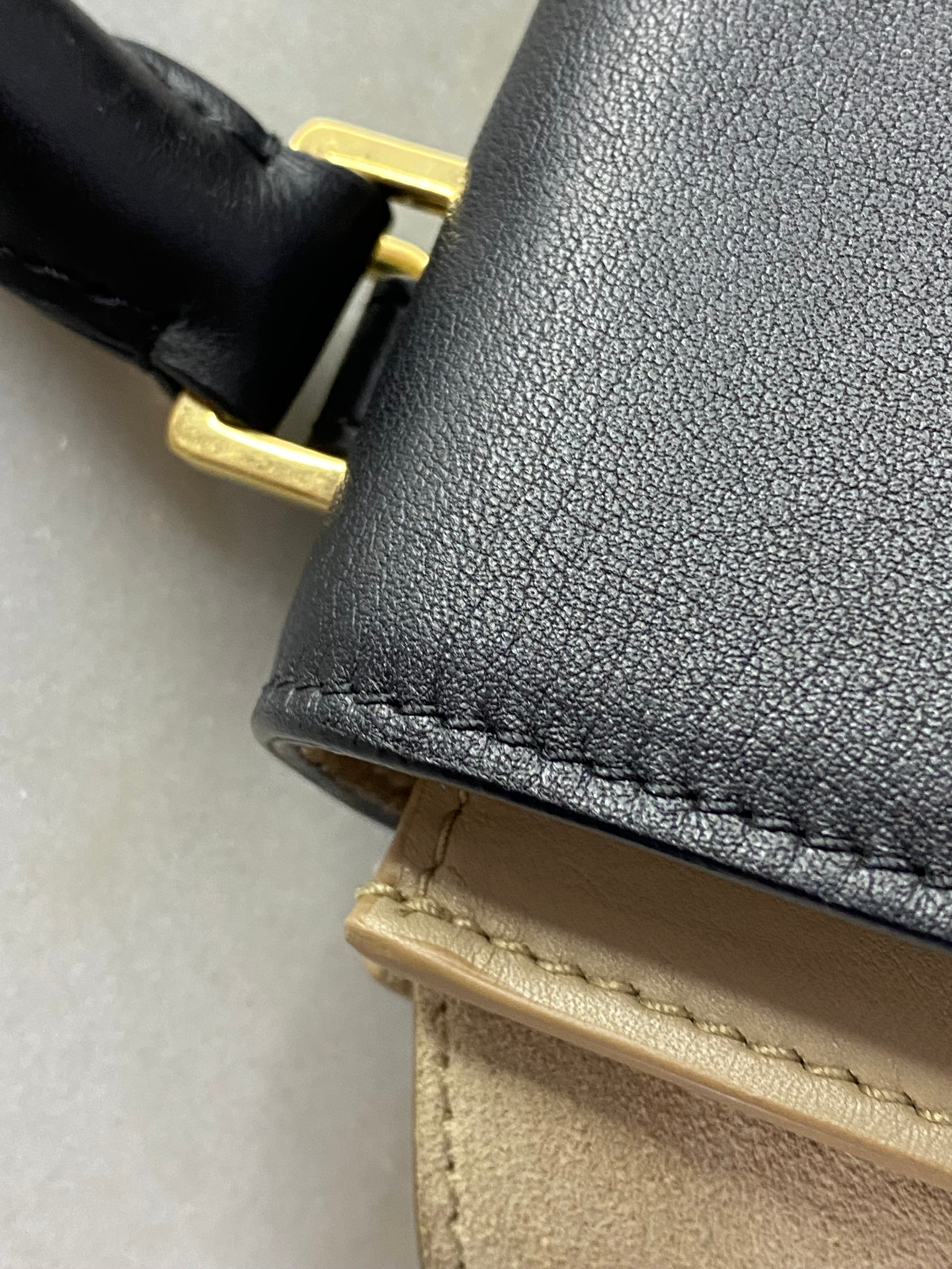 Celine Bicolor Trapeze Tote Bag W/ Strap