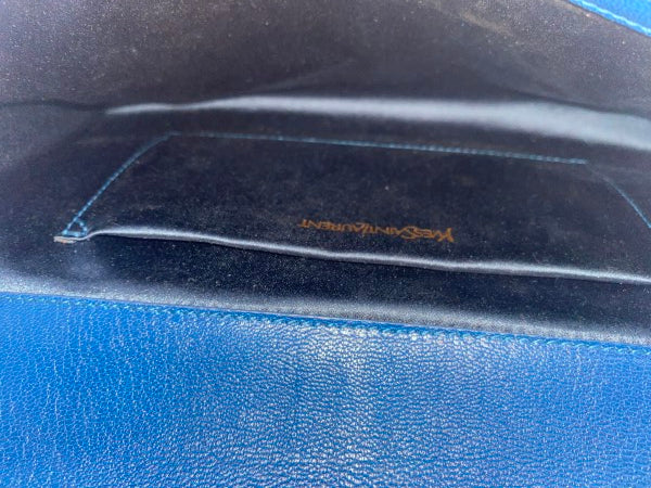 YSL Blue Belle De Jour Clutch-Clutch-YSL-The Closet Egypt