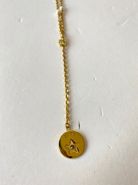 Christian Dior Gold Long Double Layer Necklace-Necklaces-Christian Dior-The Closet Egypt
