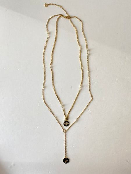 Christian Dior Gold Long Double Layer Necklace-Necklaces-Christian Dior-The Closet Egypt