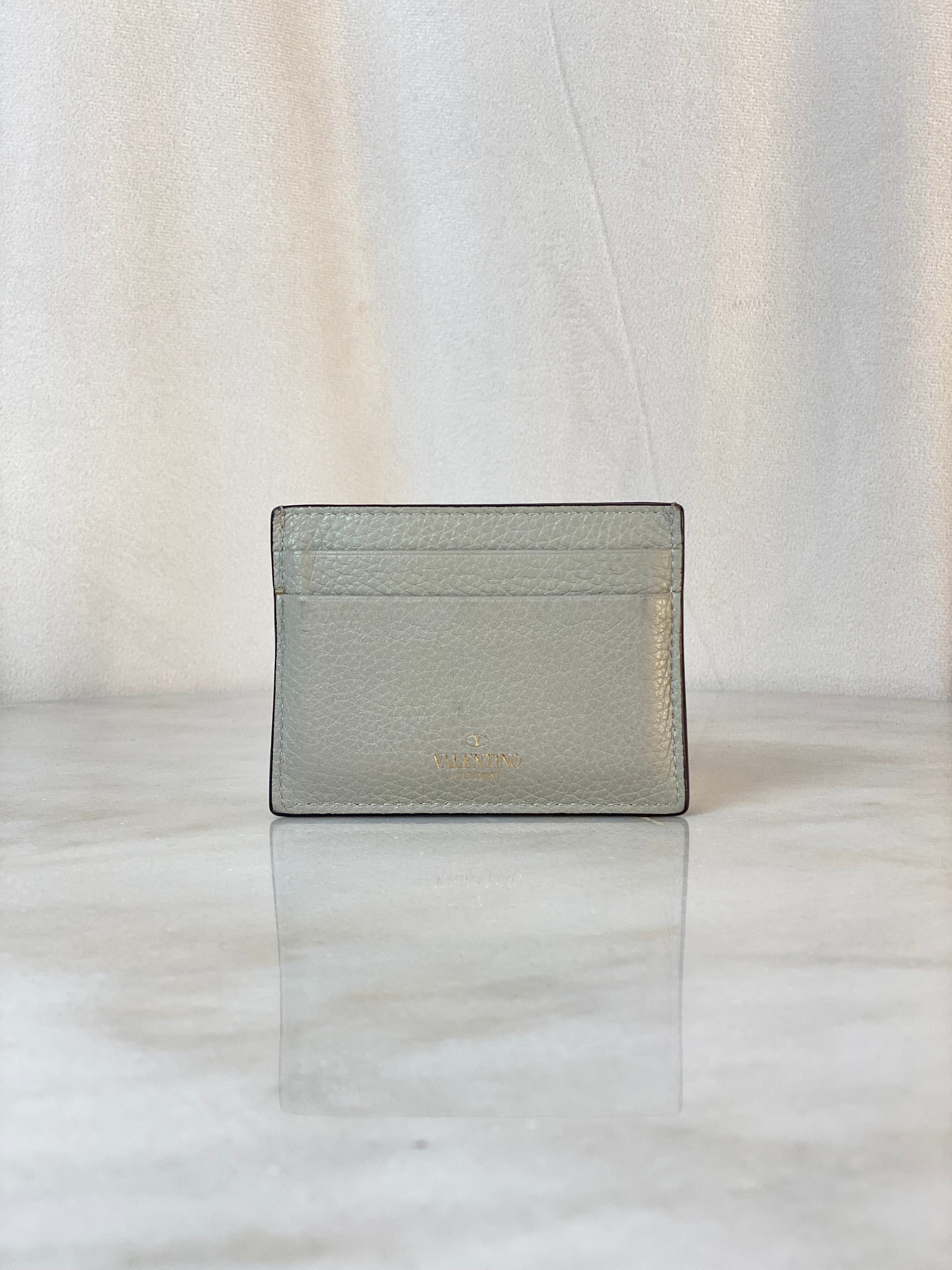 Valentino Light Gray Rockstud Card Holder-Card Holder-Valentino-The Closet Egypt