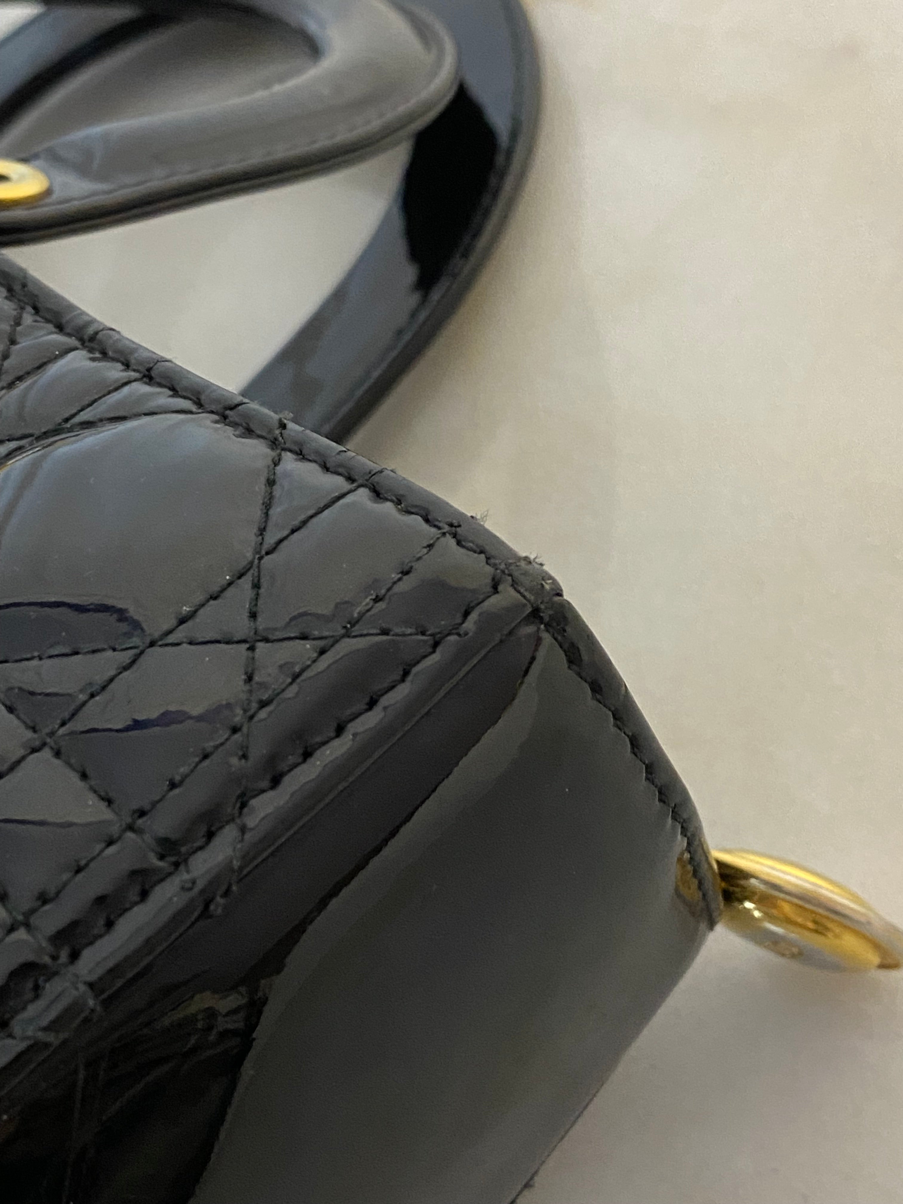 Christian Dior Black Lady Dior Vernis Bag W/ Strap