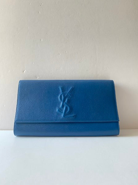 YSL Blue Belle De Jour Clutch-Clutch-YSL-The Closet Egypt