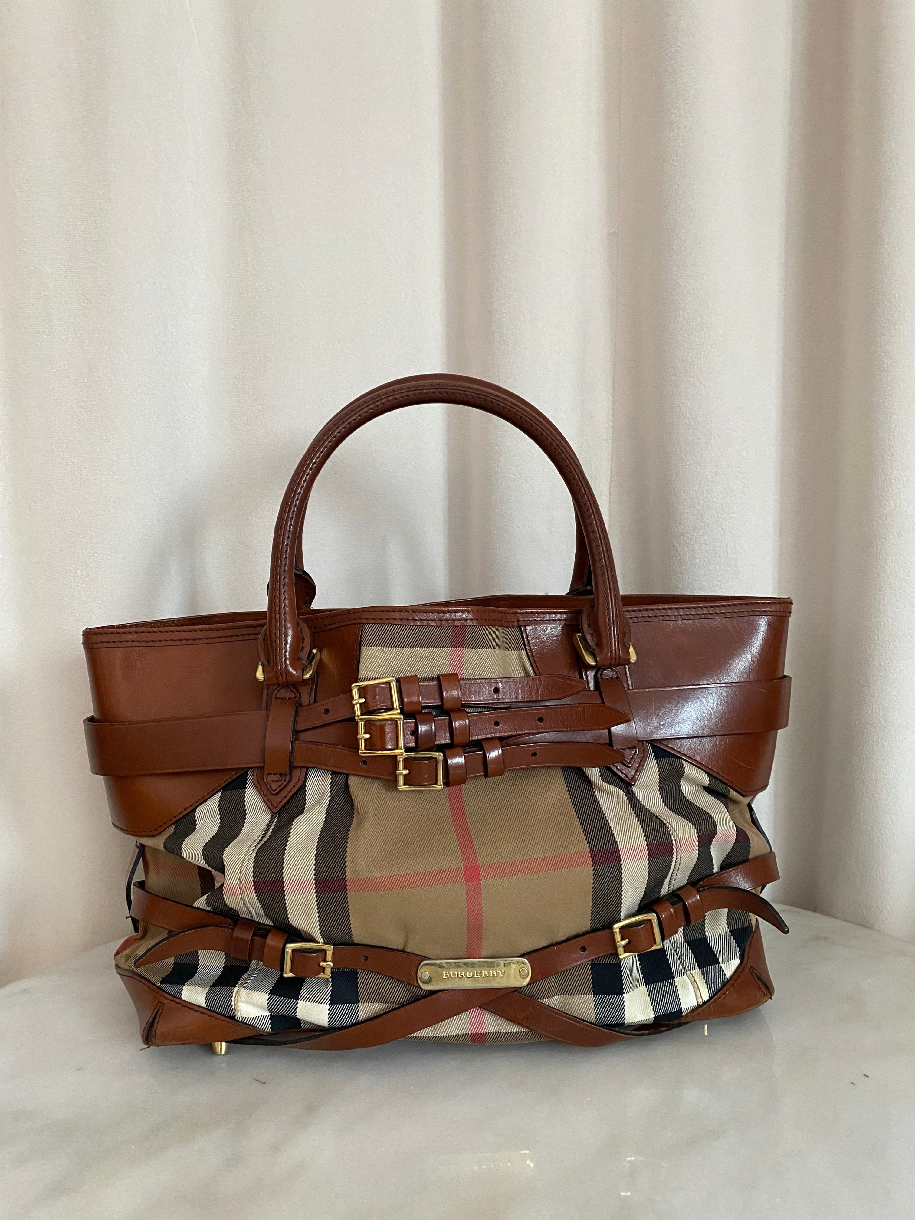 Burberry Camel Lynher Bridle House Check Top Handle Bag-handbag-Burberry-The Closet Egypt