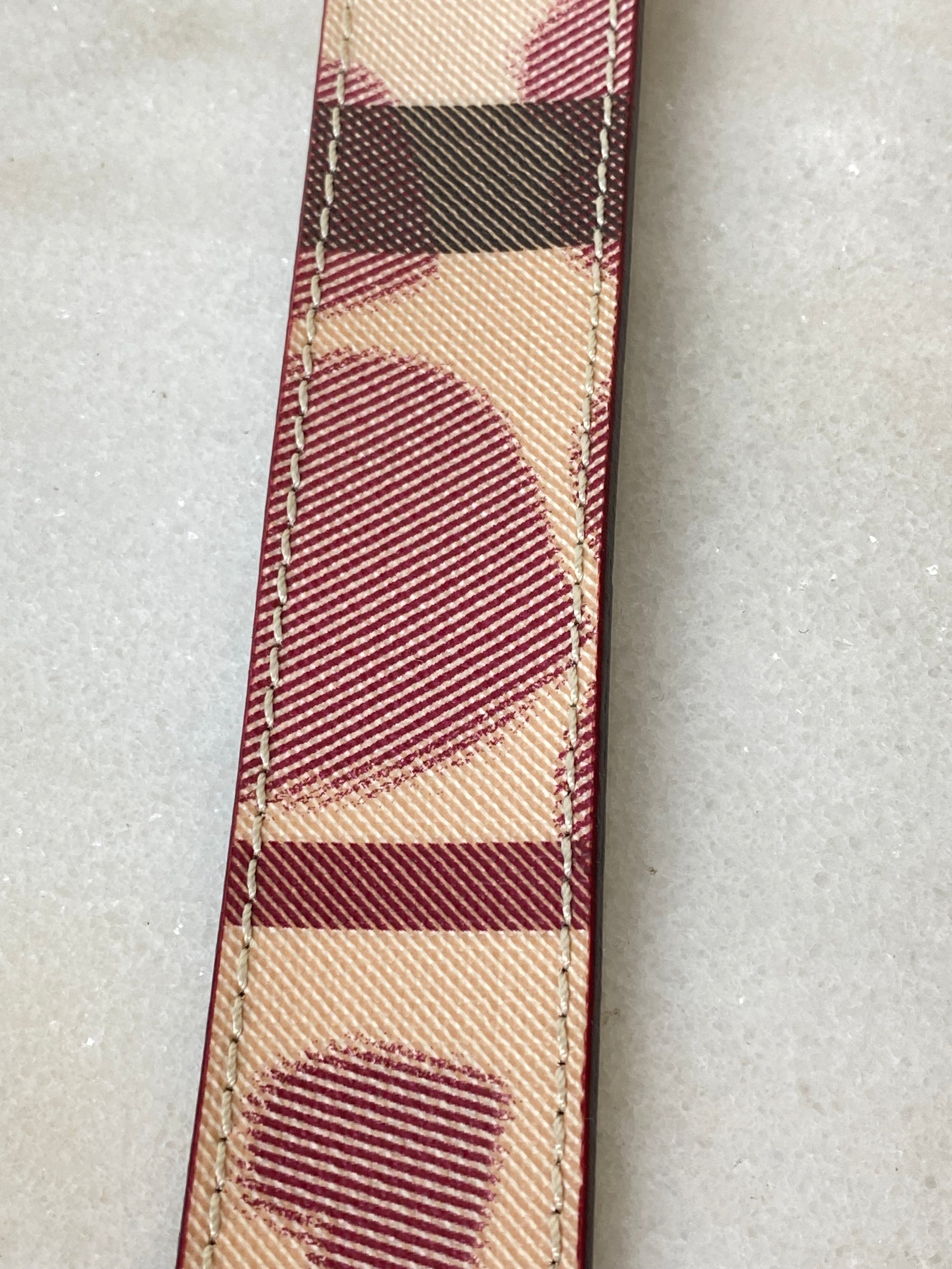 Burberry Dark Red Vernis House Check Belt 44-Belt-Burberry-The Closet Egypt