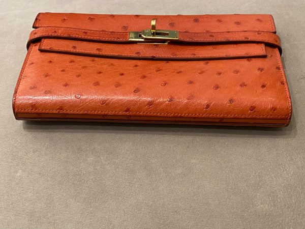 Hermes Brown Ostrich Classic Kelly Wallet-wallet-Hermes-The Closet Egypt