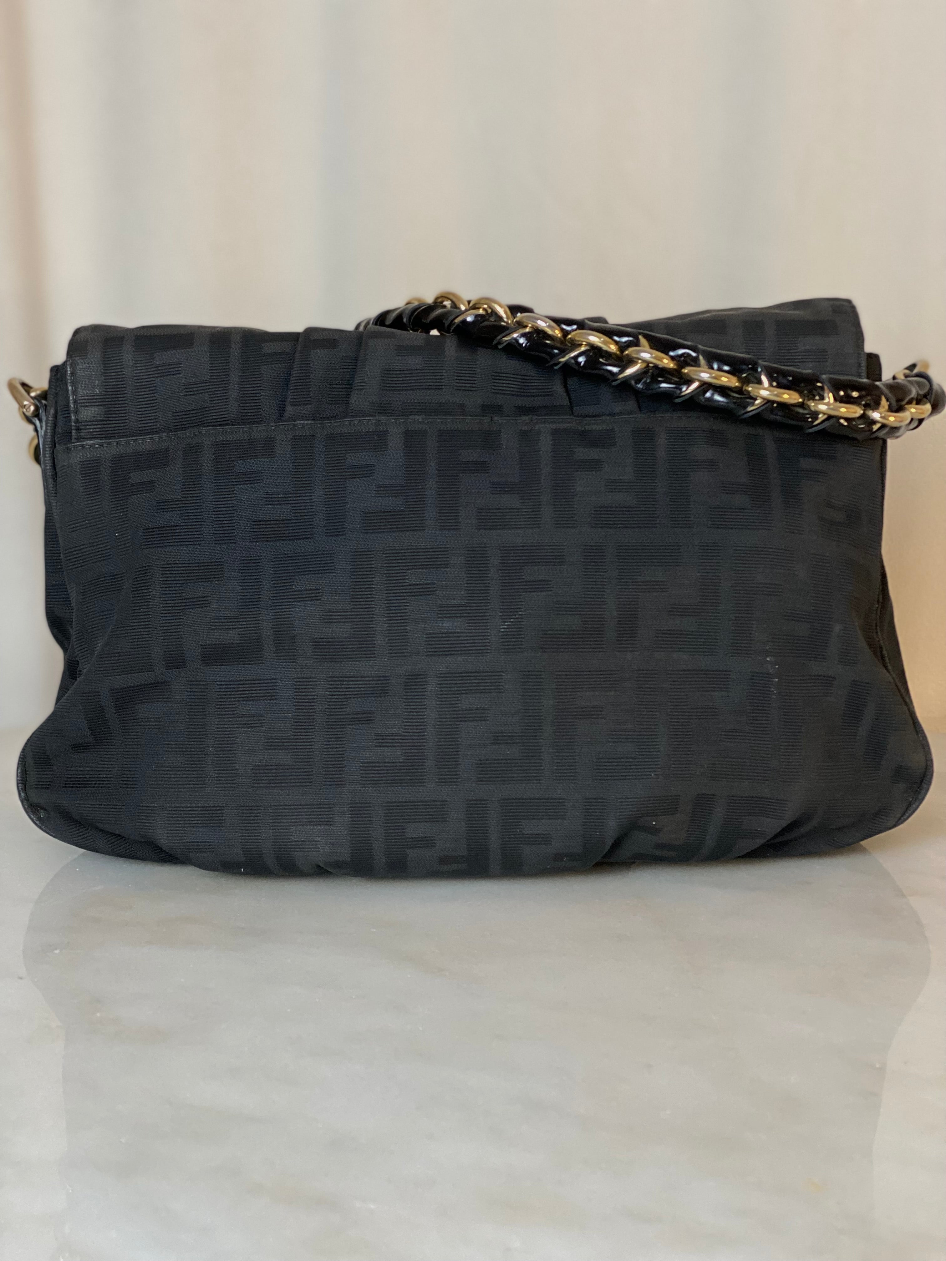Fendi Black Mia FF Fabric Shoulder Bag-handbag-Fendi-The Closet Egypt