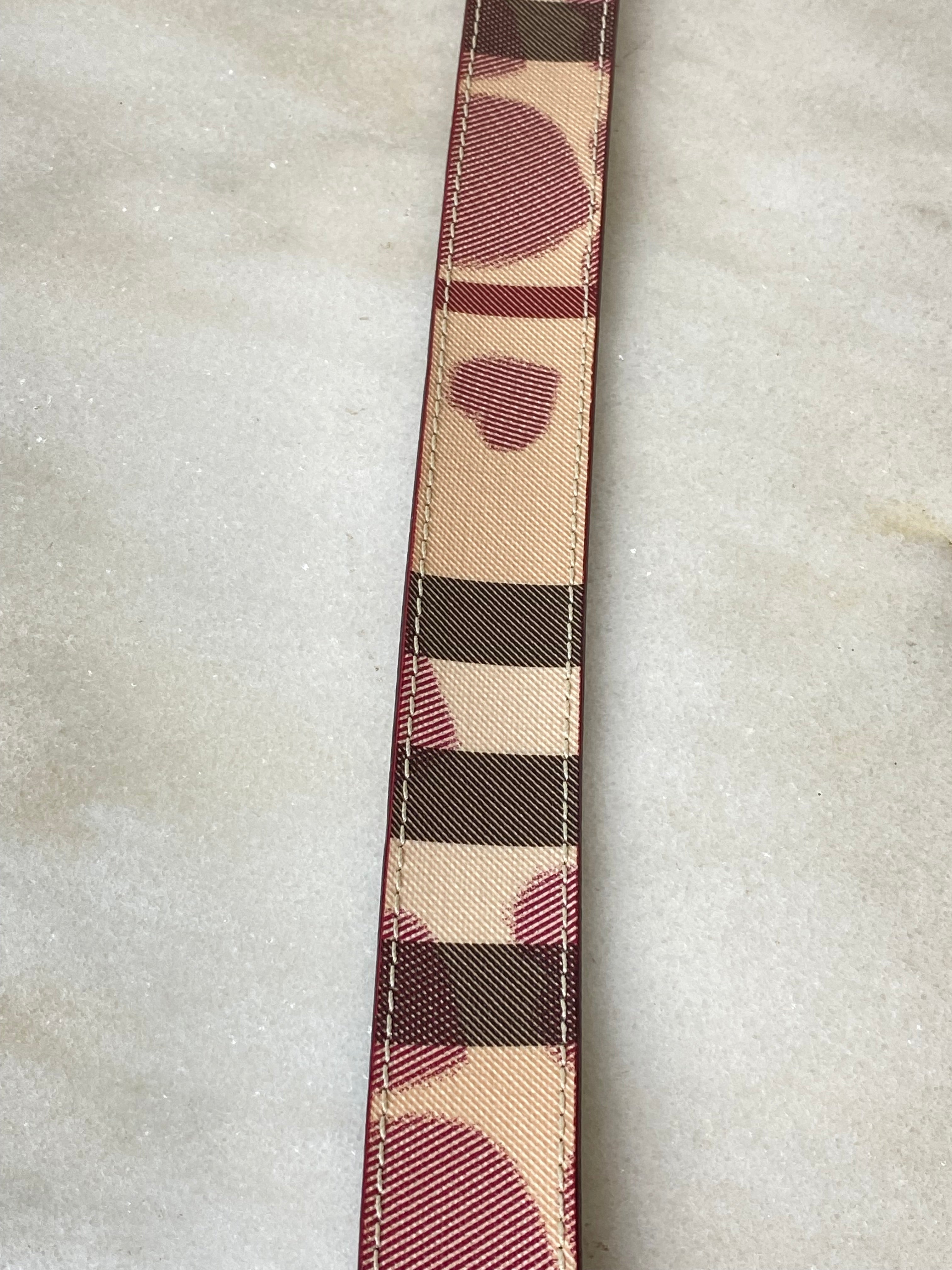 Burberry Dark Red Vernis House Check Belt 44-Belt-Burberry-The Closet Egypt