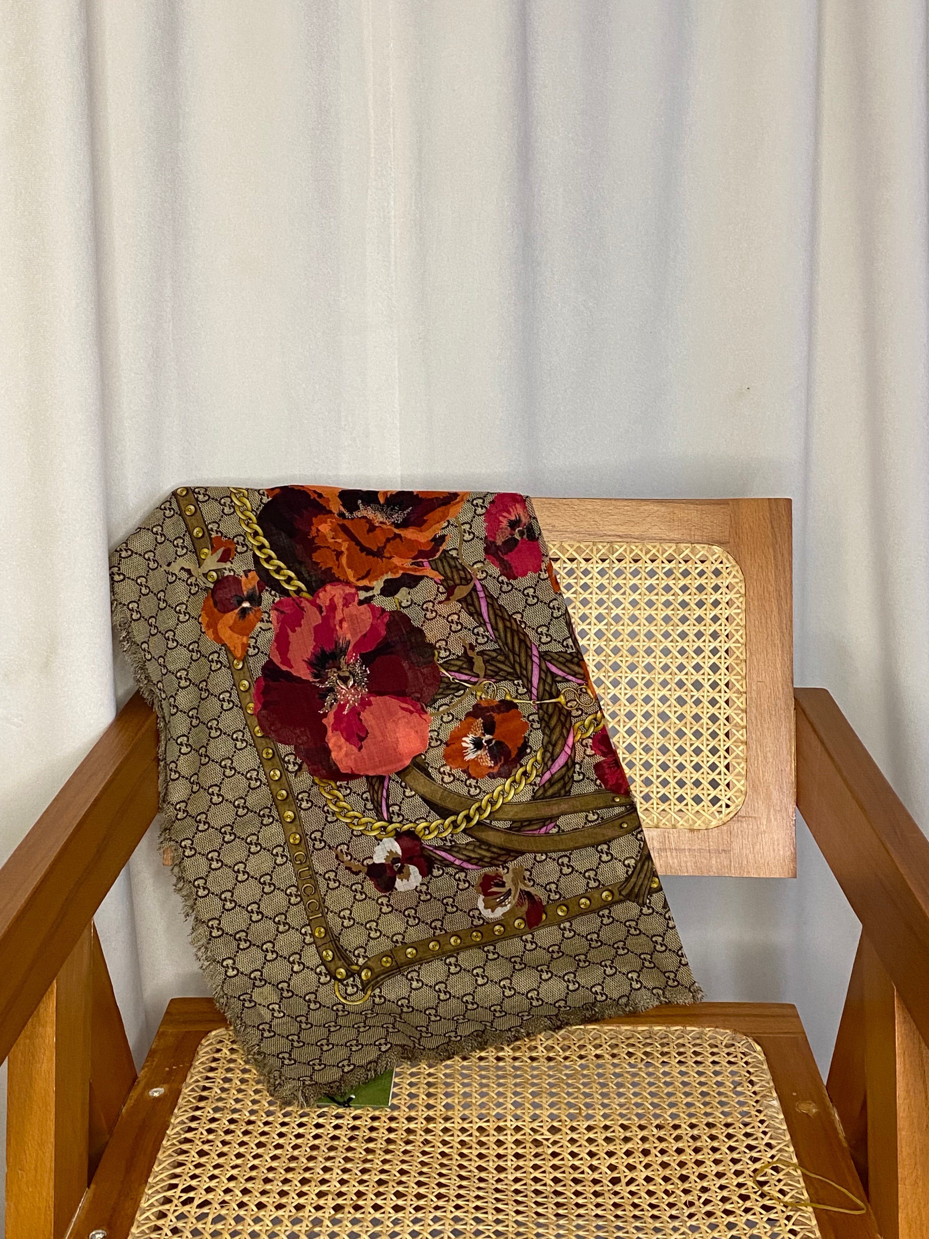 Gucci Bicolor GG Floral Scarf-Scarf-Gucci-The Closet Egypt