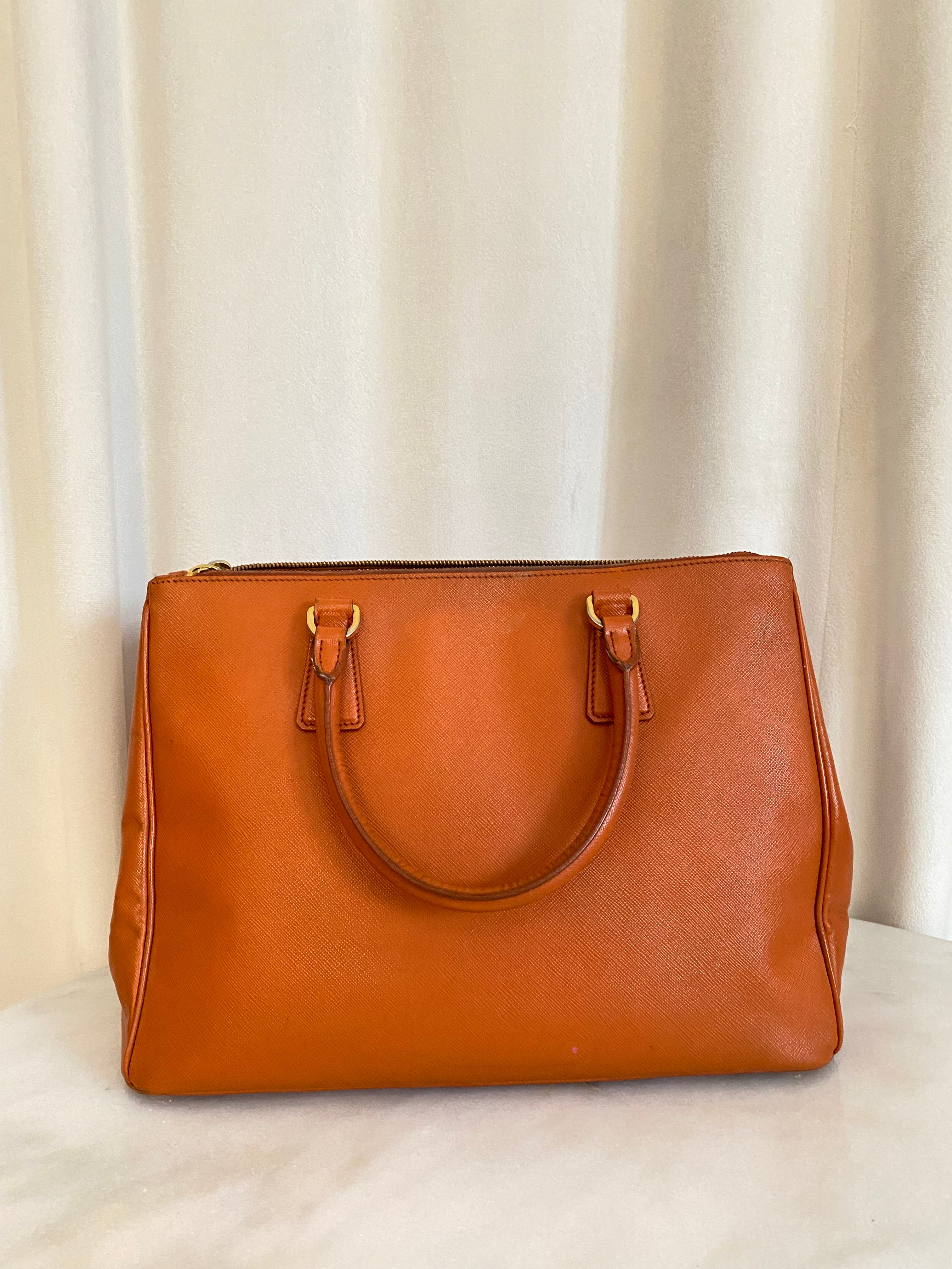 Prada Orange Galleria Double Zip Large Bag-handbag-Prada-The Closet Egypt