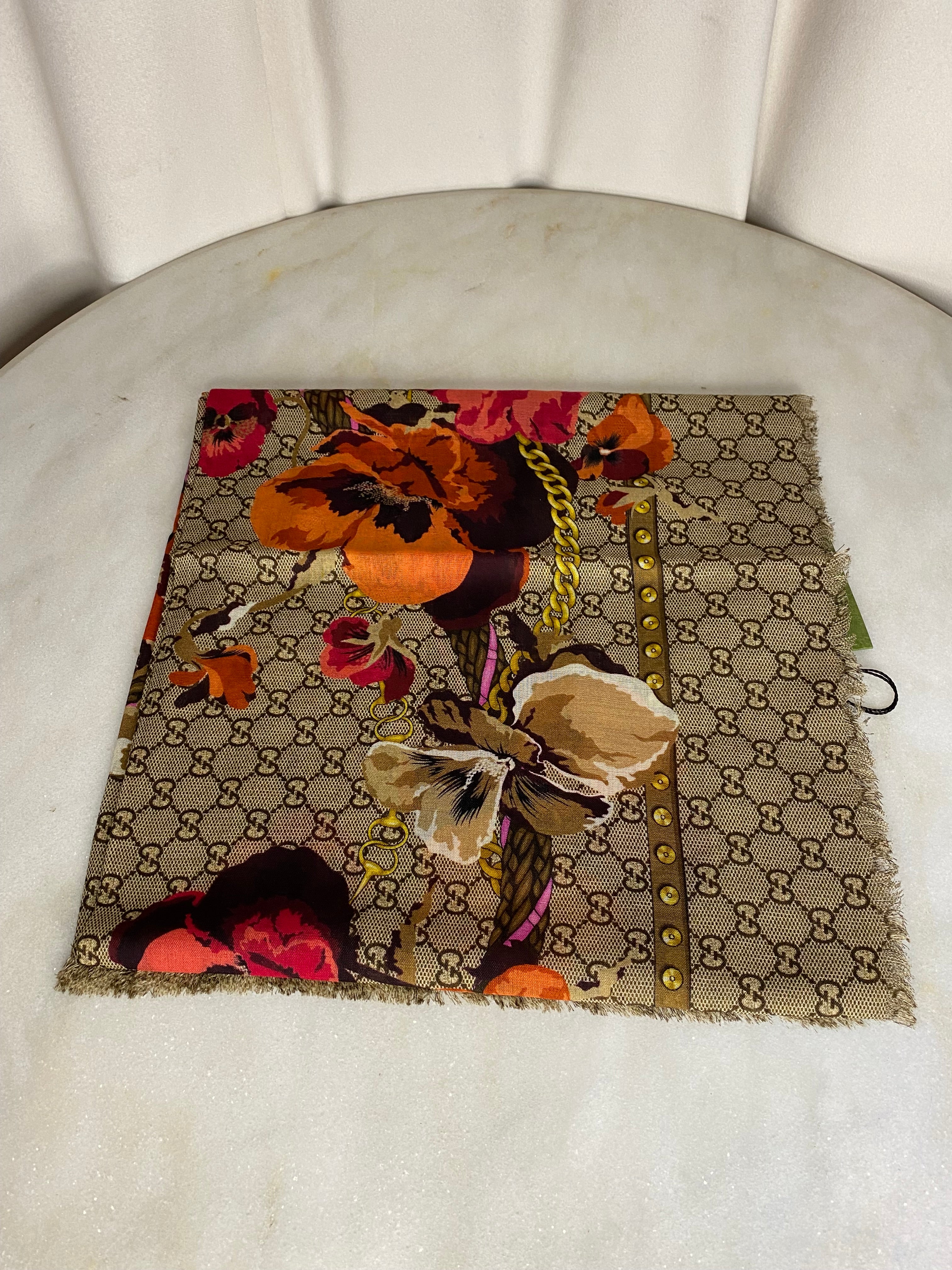 Gucci Bicolor GG Floral Scarf-Scarf-Gucci-The Closet Egypt