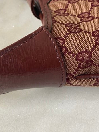 Gucci Burgundy GG Supreme Jackie 1961 Small Shoulder Bag-handbag-Gucci-The Closet Egypt