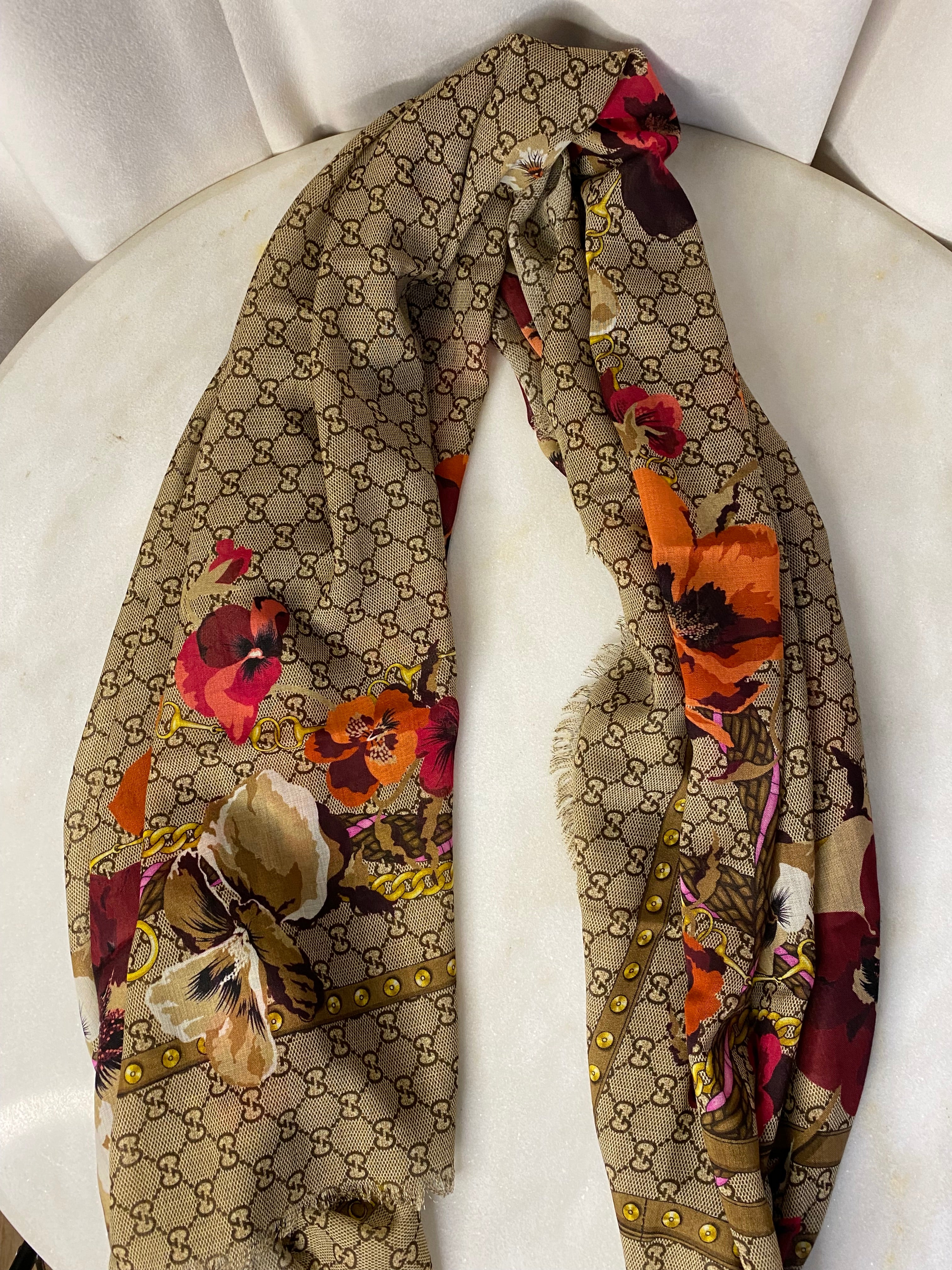 Gucci Bicolor GG Floral Scarf-Scarf-Gucci-The Closet Egypt