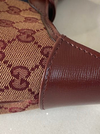 Gucci Burgundy GG Supreme Jackie 1961 Small Shoulder Bag-handbag-Gucci-The Closet Egypt