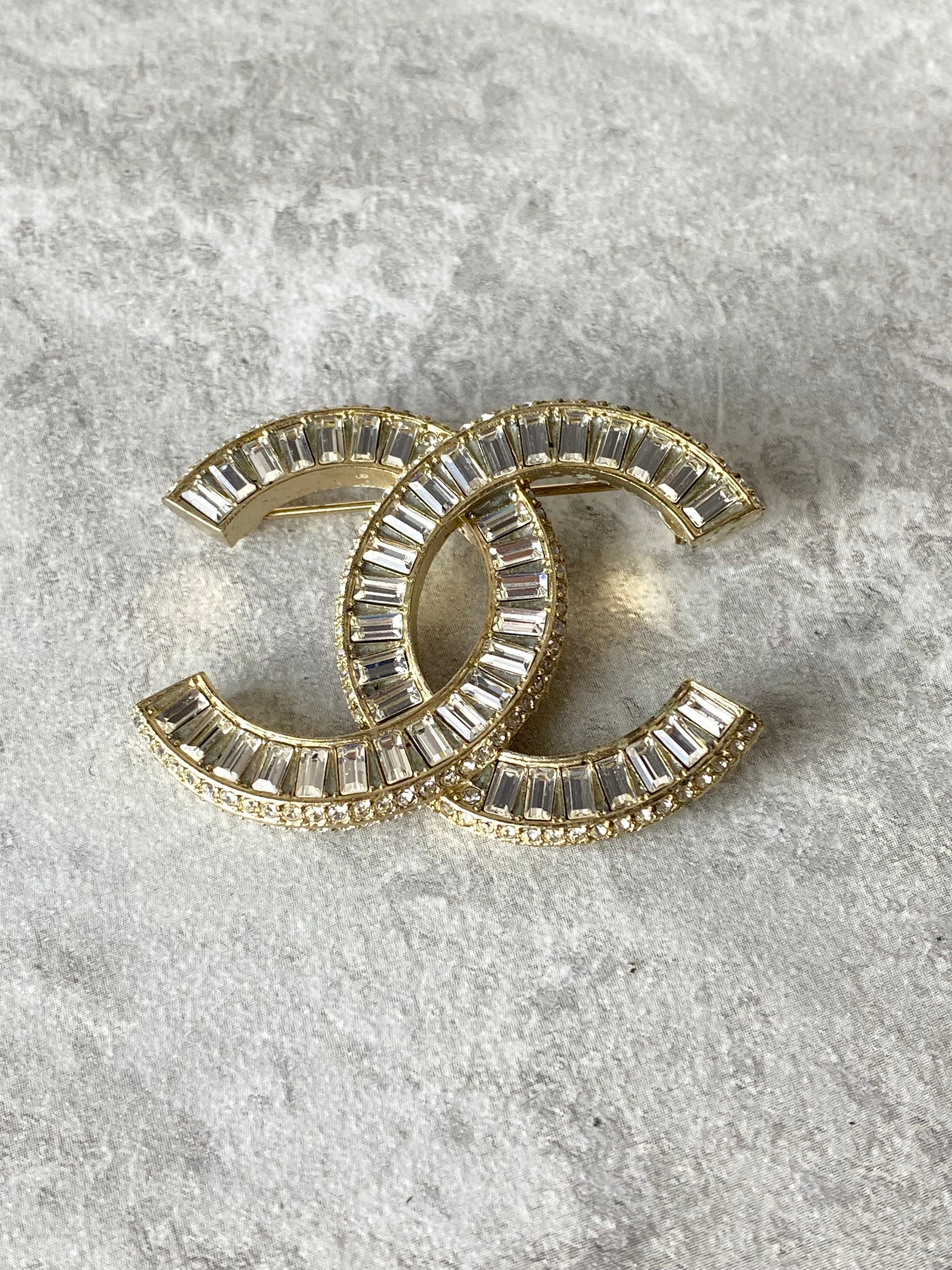 Chanel Gold CC Crystal Brooch-Brooch-Chanel-The Closet Egypt