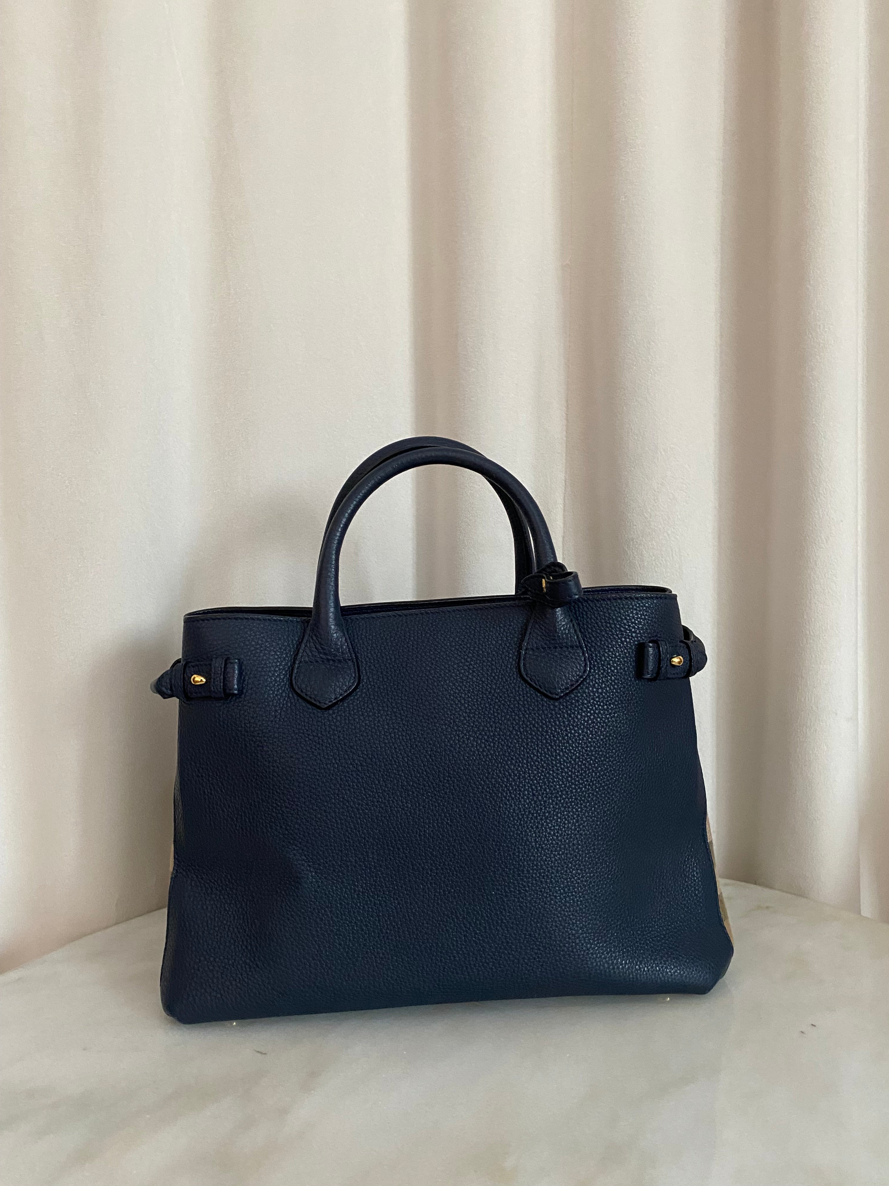 Burberry Navy Blue Medium Banner Top Handle Bag-handbag-Burberry-The Closet Egypt