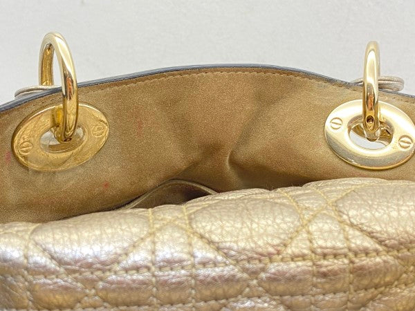 Christian Dior Metallic Gold Lady Dior Cannage Medium Bag-handbag-Christian Dior-The Closet Egypt