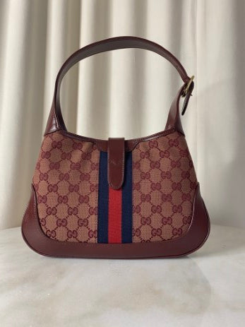 Gucci Burgundy GG Supreme Jackie 1961 Small Shoulder Bag-handbag-Gucci-The Closet Egypt