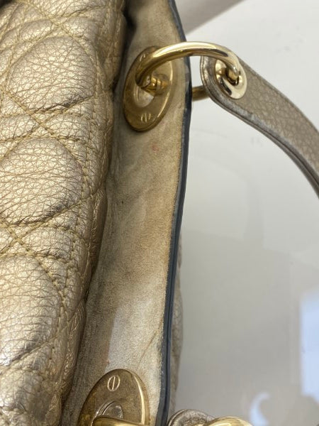 Christian Dior Metallic Gold Lady Dior Cannage Medium Bag-handbag-Christian Dior-The Closet Egypt