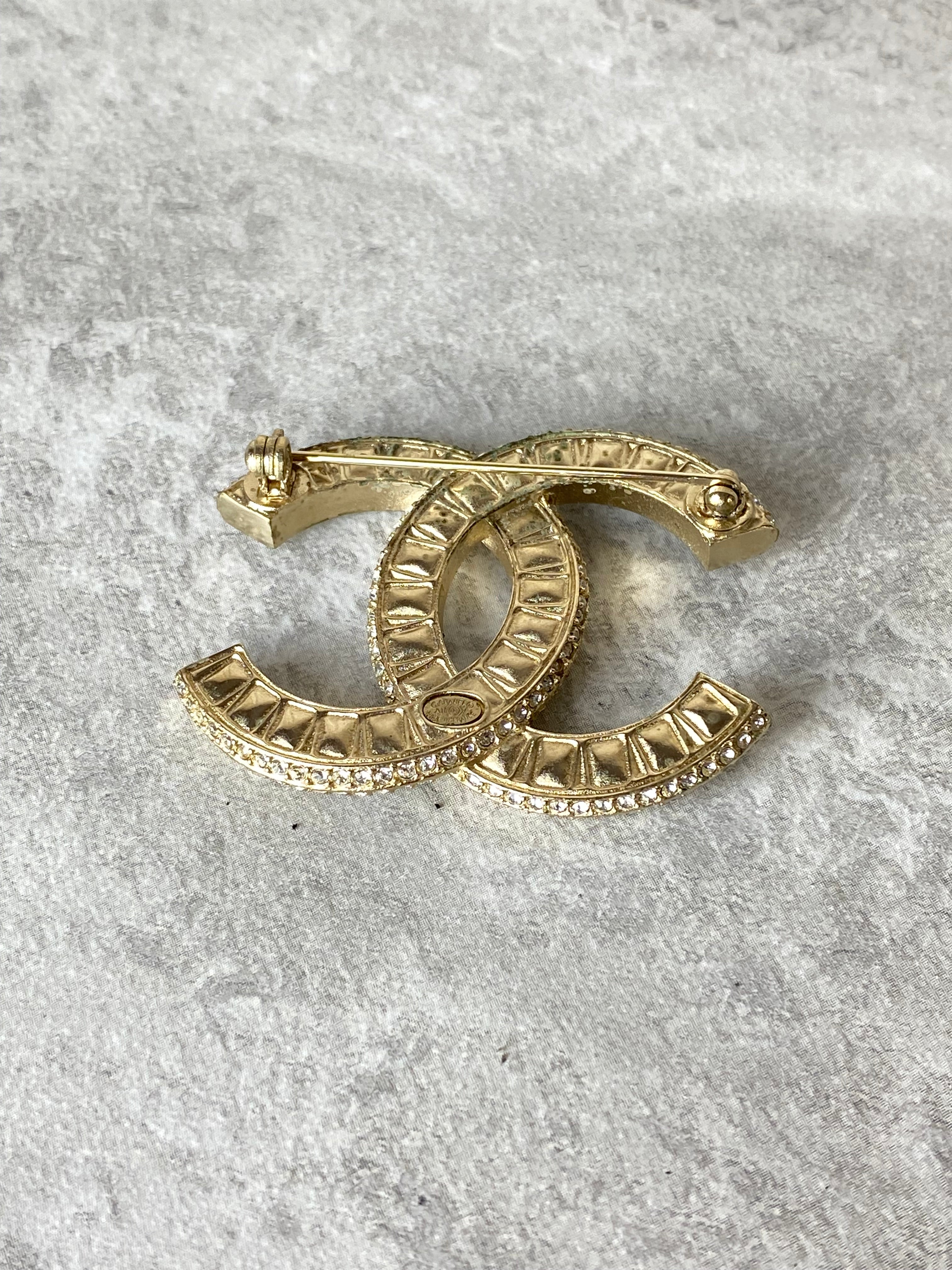 Chanel Gold CC Crystal Brooch-Brooch-Chanel-The Closet Egypt