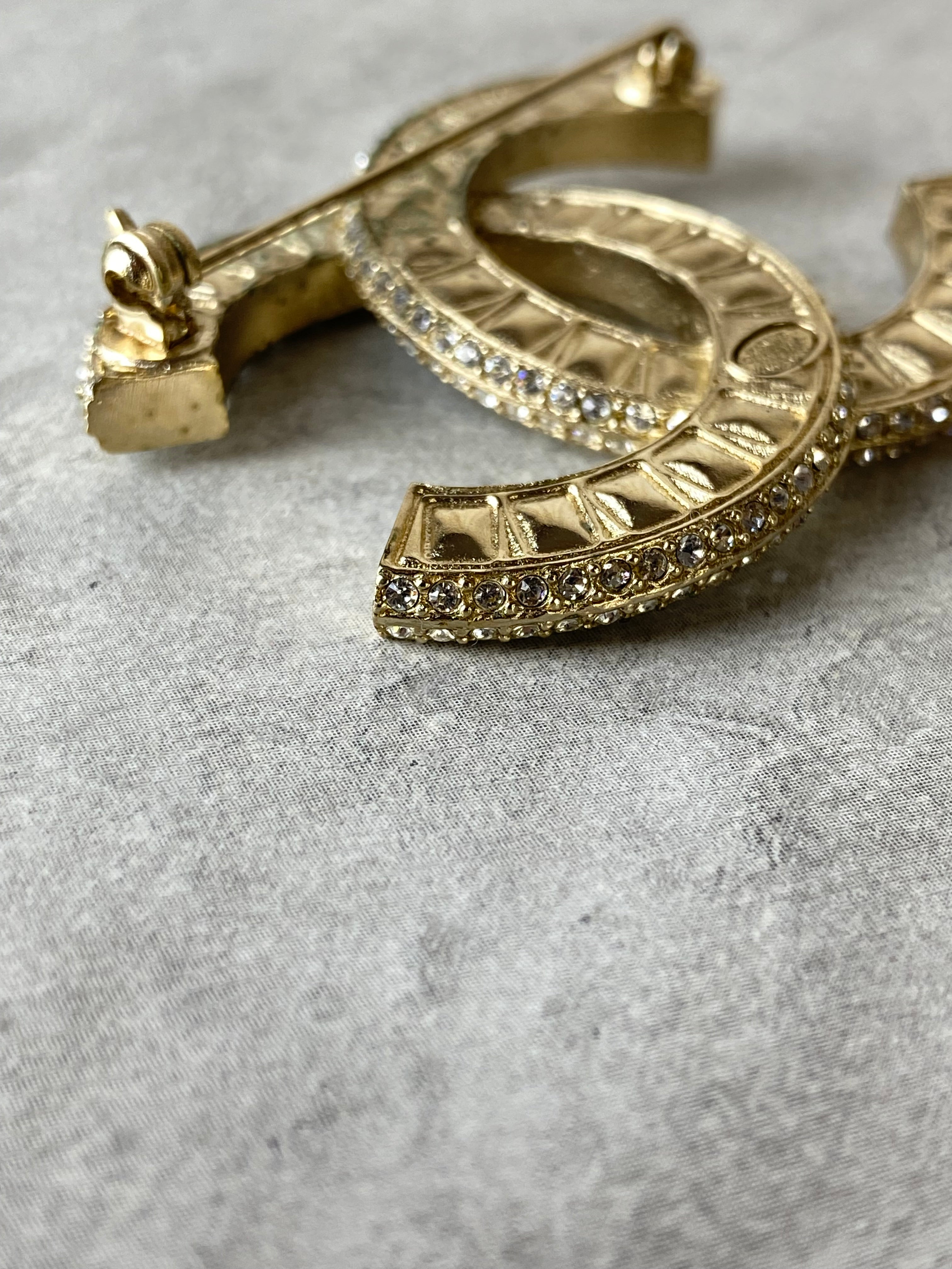 Chanel Gold CC Crystal Brooch-Brooch-Chanel-The Closet Egypt
