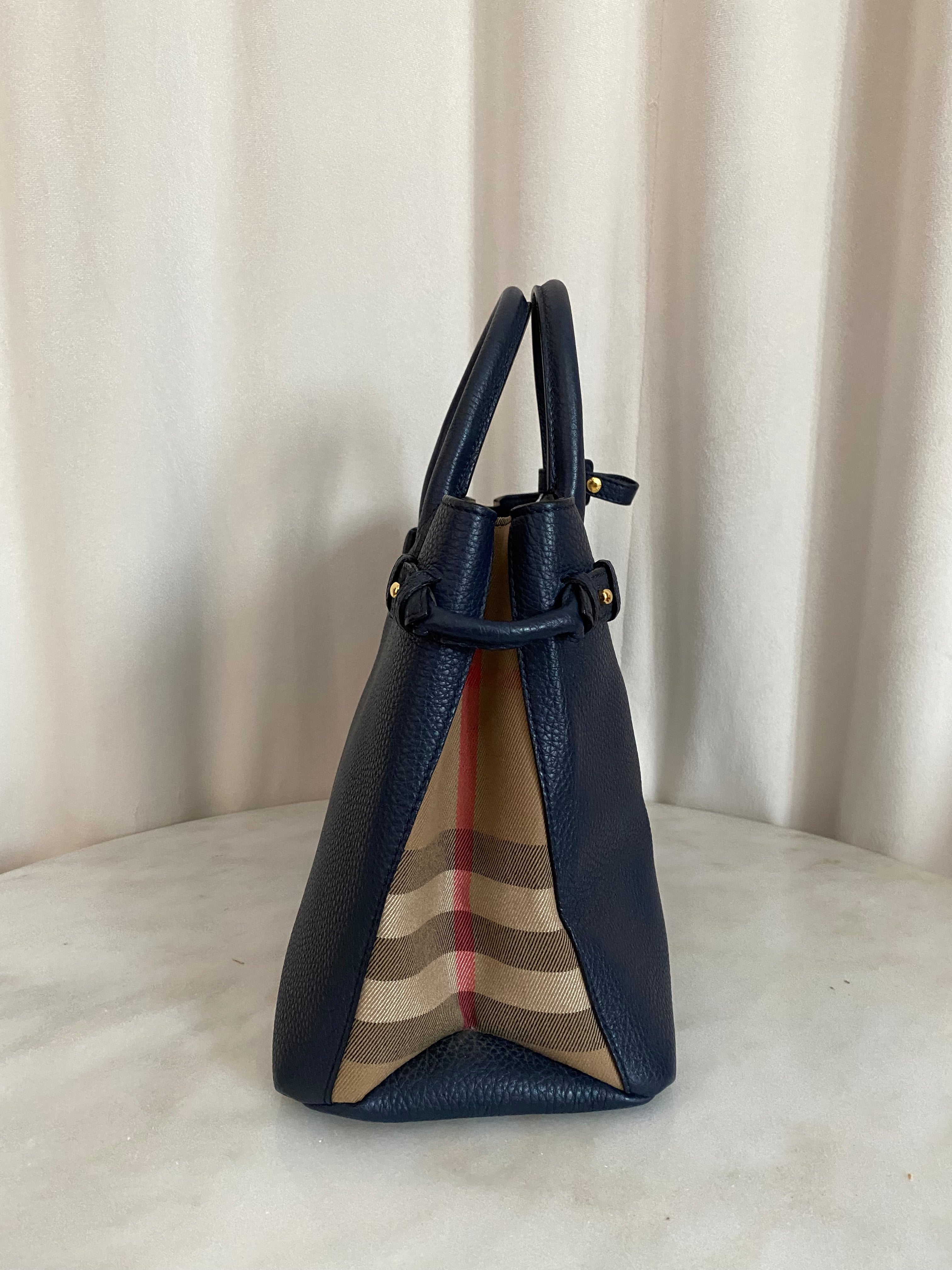 Burberry Navy Blue Medium Banner Top Handle Bag-handbag-Burberry-The Closet Egypt