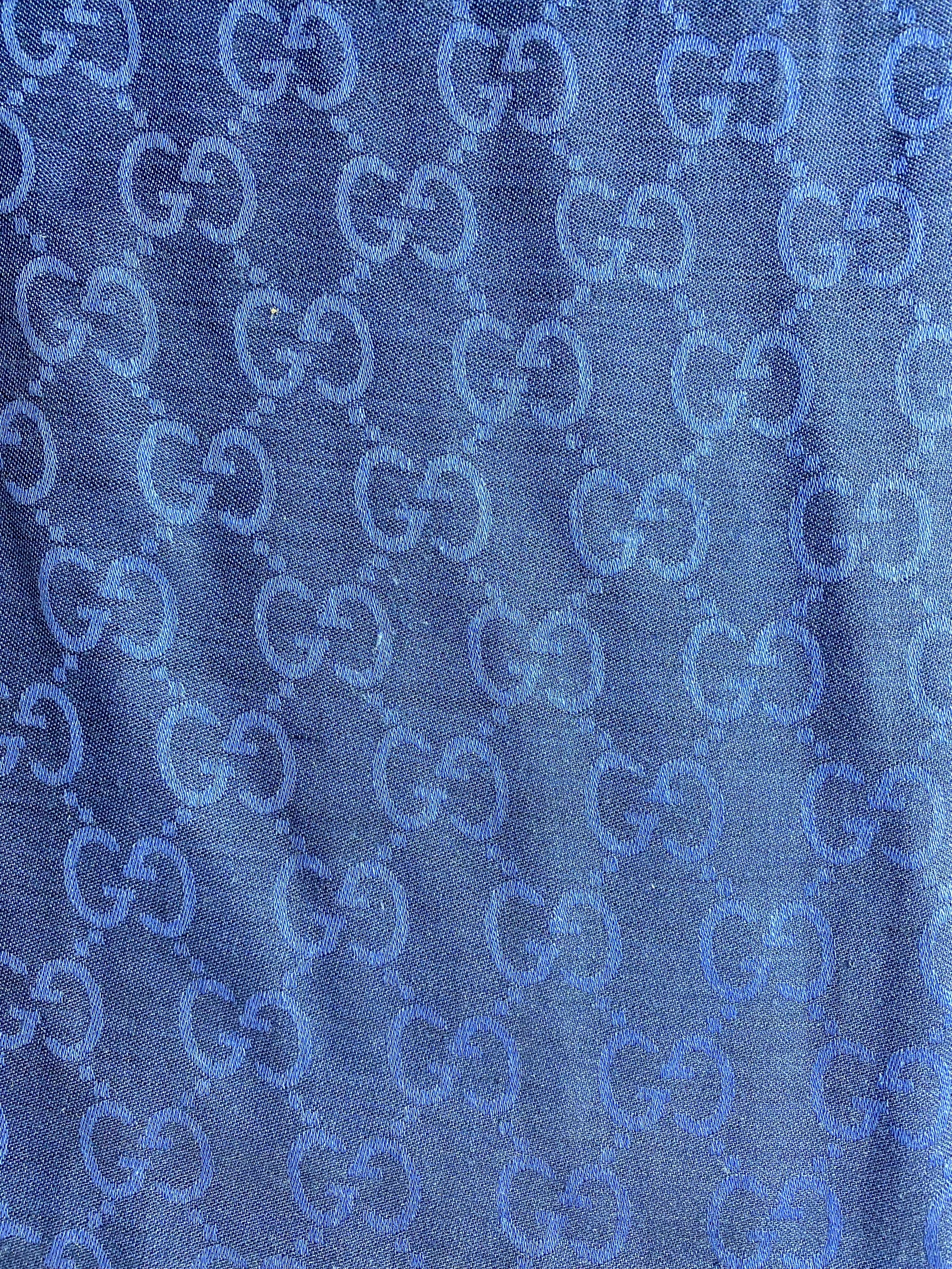 Gucci Blue GG Wool Silk Rectangle Scarf-Scarf-Gucci-The Closet Egypt