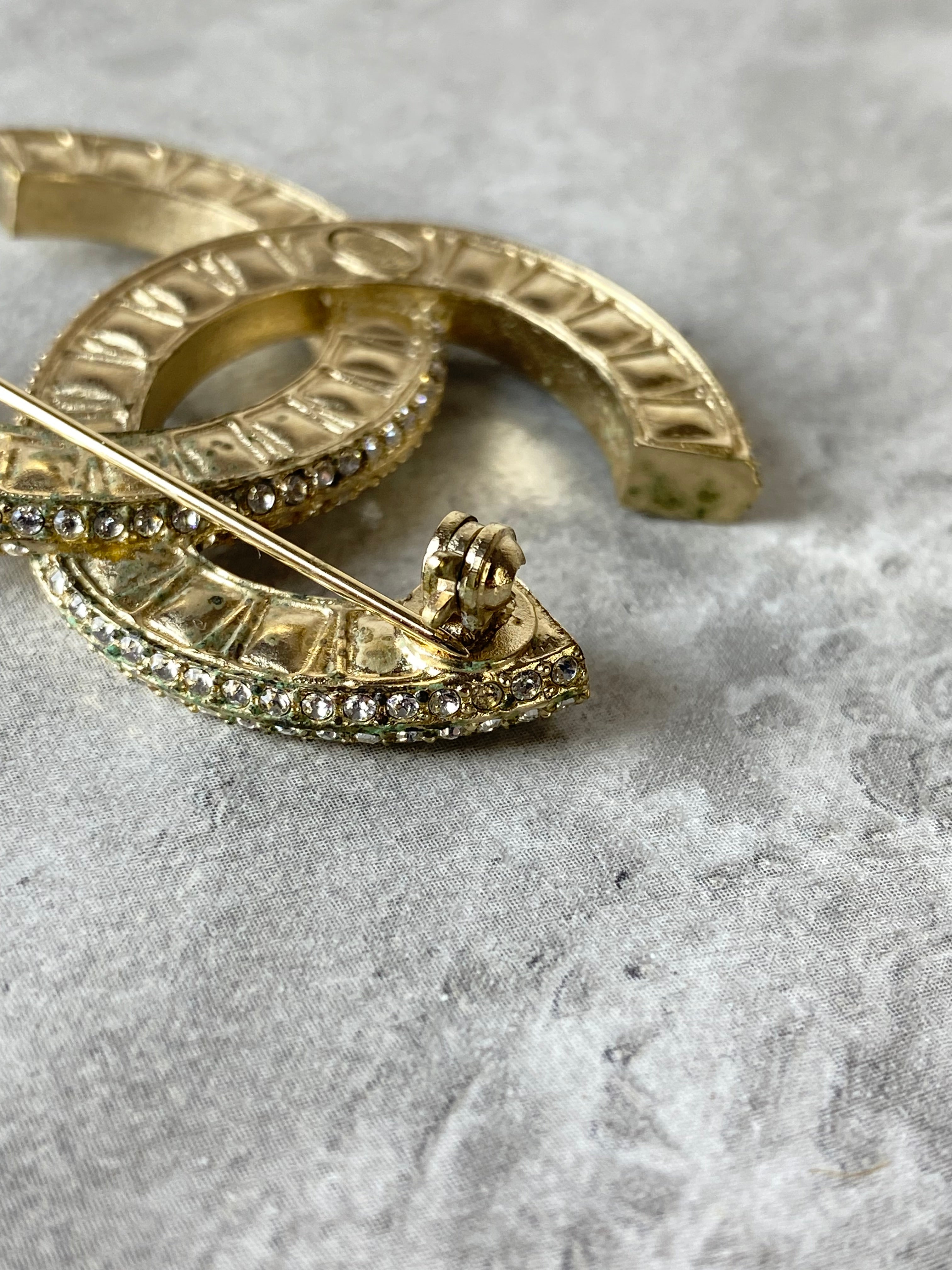 Chanel Gold CC Crystal Brooch-Brooch-Chanel-The Closet Egypt