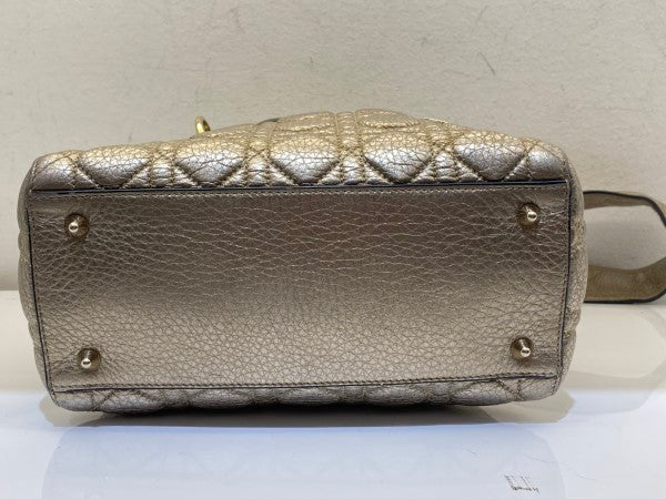 Christian Dior Metallic Gold Lady Dior Cannage Medium Bag-handbag-Christian Dior-The Closet Egypt