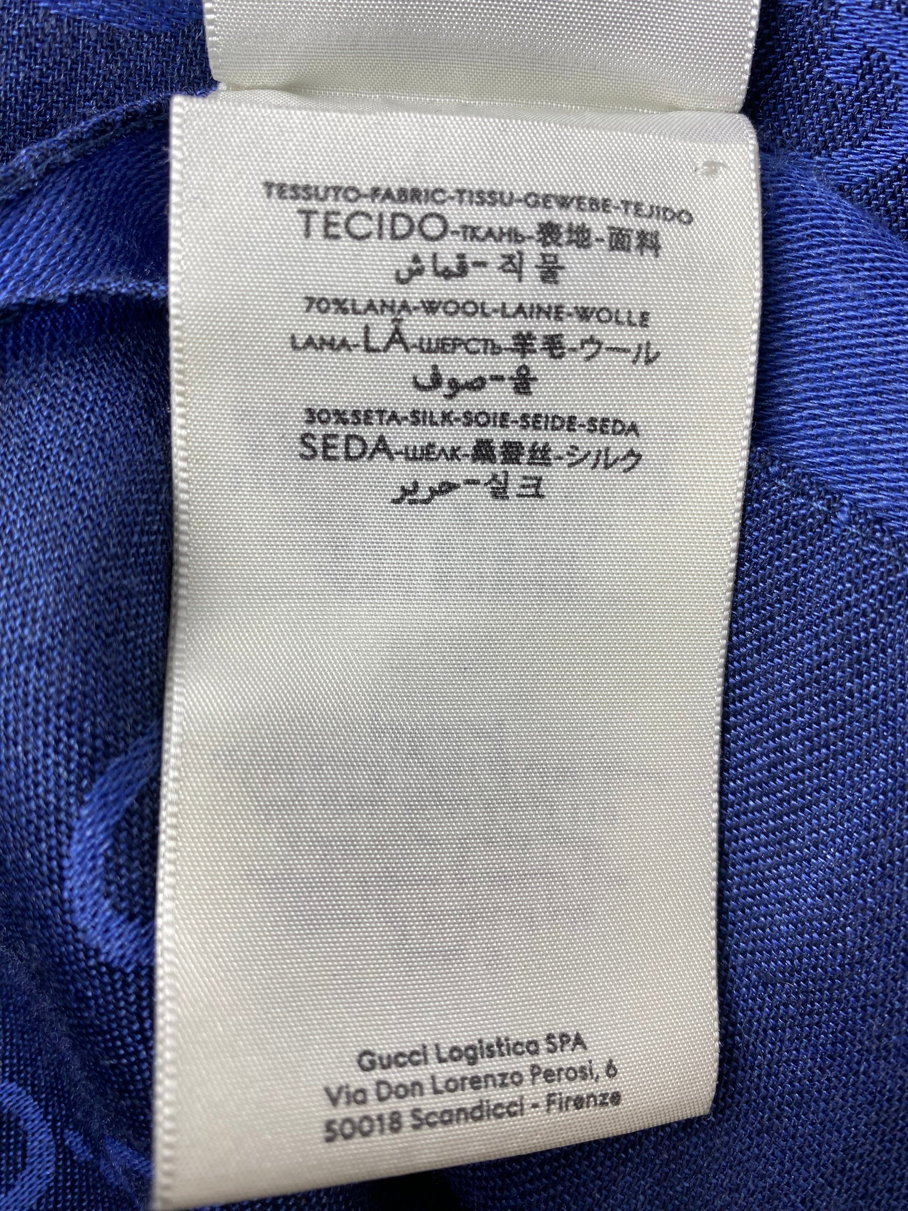 Gucci Blue GG Wool Silk Rectangle Scarf-Scarf-Gucci-The Closet Egypt