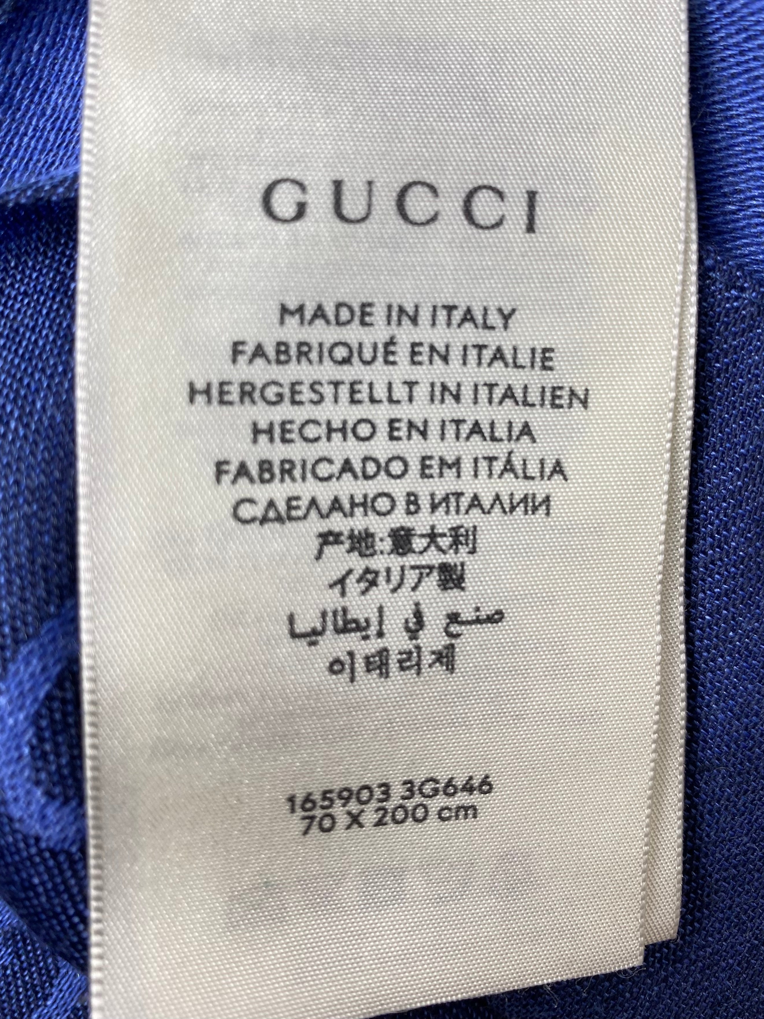 Gucci Blue GG Wool Silk Rectangle Scarf-Scarf-Gucci-The Closet Egypt