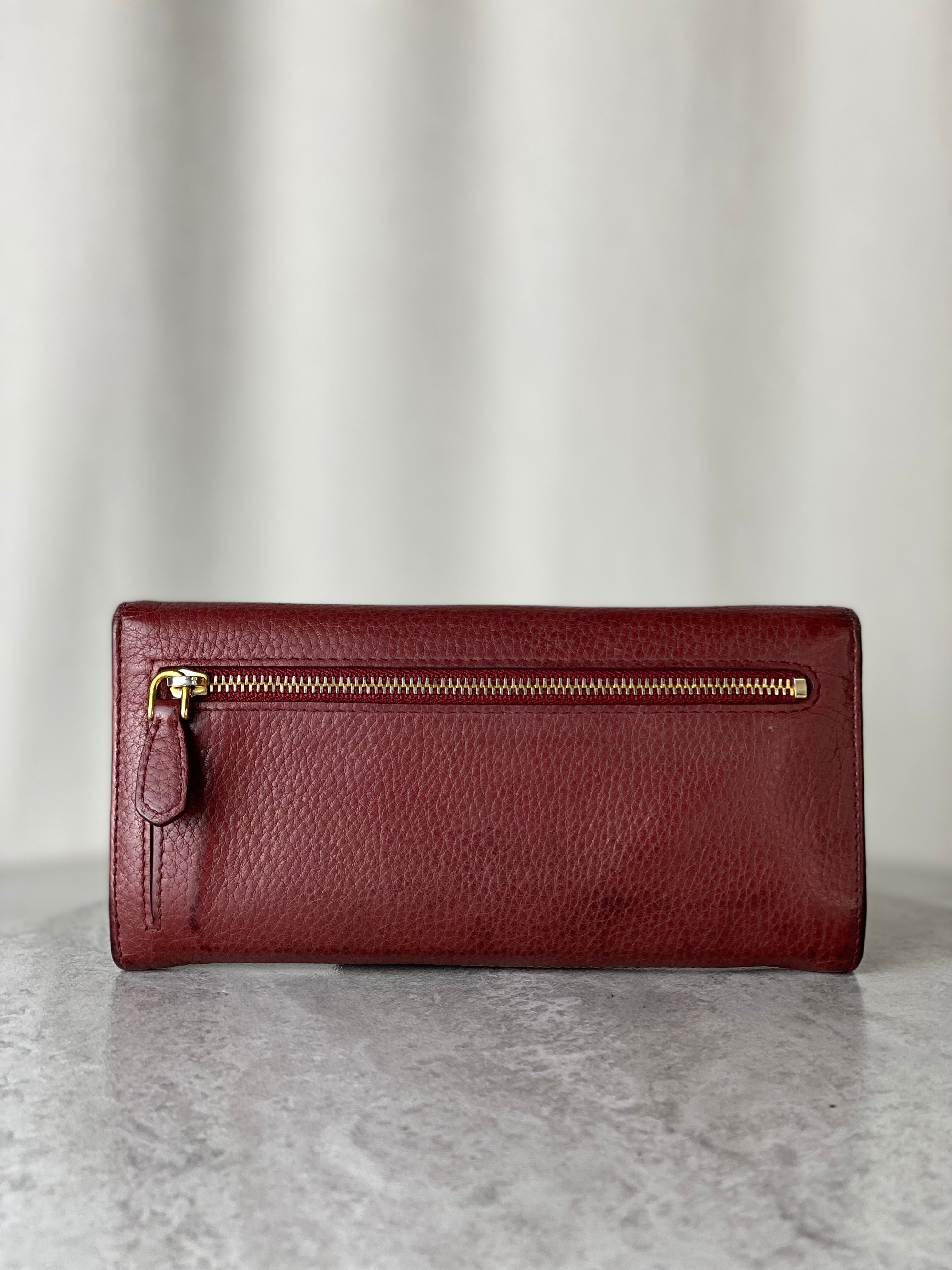 Prada Burgundy Long Wallet-wallet-Prada-The Closet Egypt