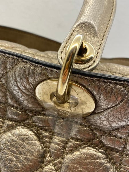 Christian Dior Metallic Gold Lady Dior Cannage Medium Bag-handbag-Christian Dior-The Closet Egypt