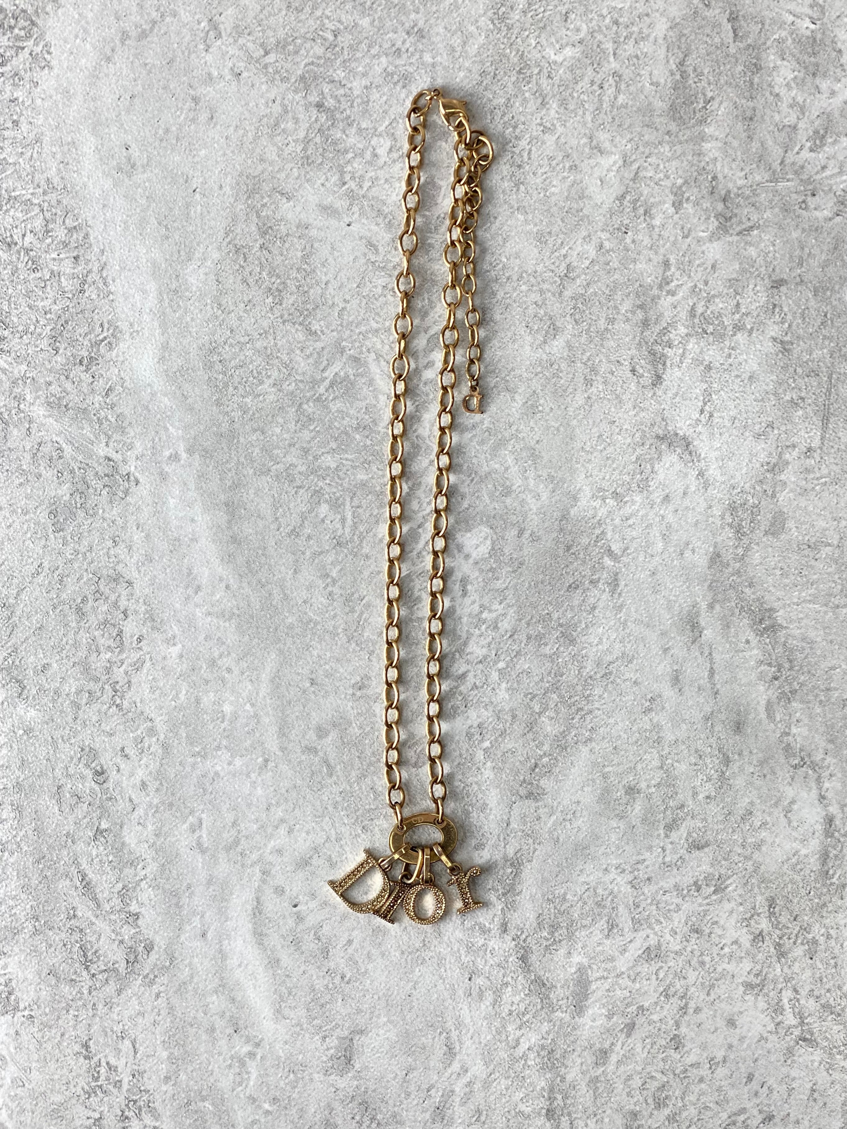 Christian Dior Gold with Litters Necklace-Necklaces-Christian Dior-The Closet Egypt