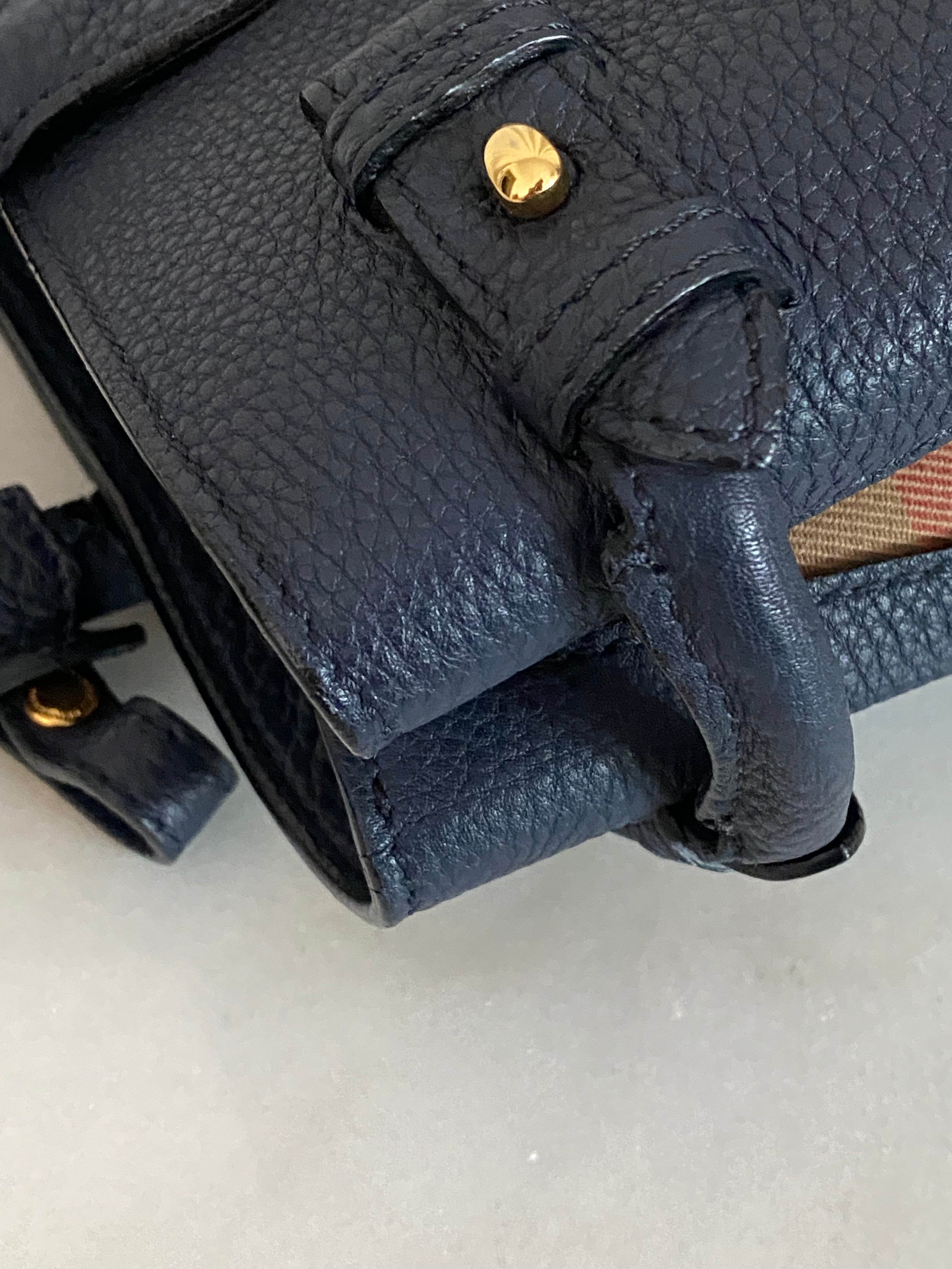 Burberry Navy Blue Medium Banner Top Handle Bag-handbag-Burberry-The Closet Egypt