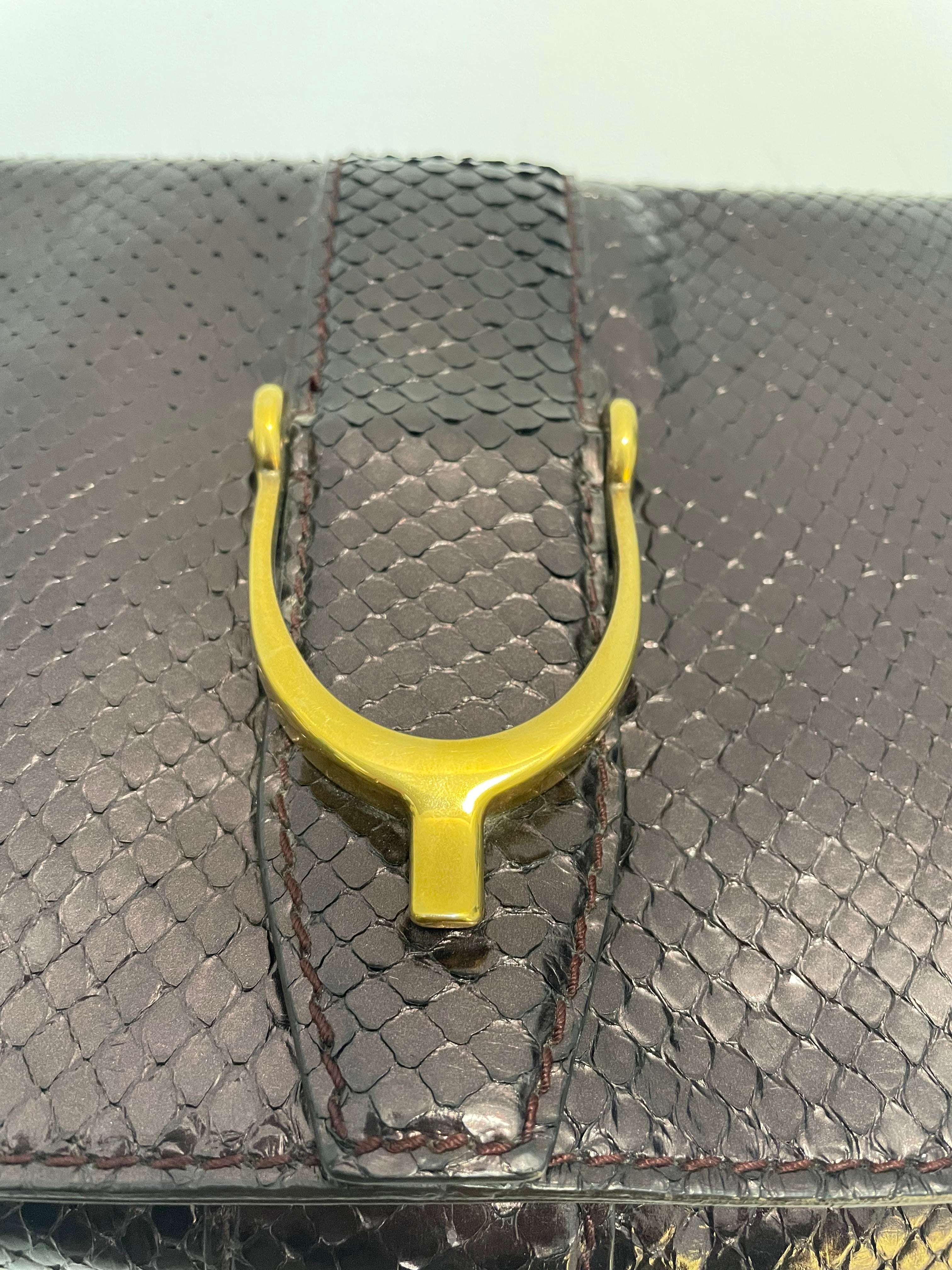 Gucci Burgundy Python Stirrup Clutch-Clutch-Gucci-The Closet Egypt