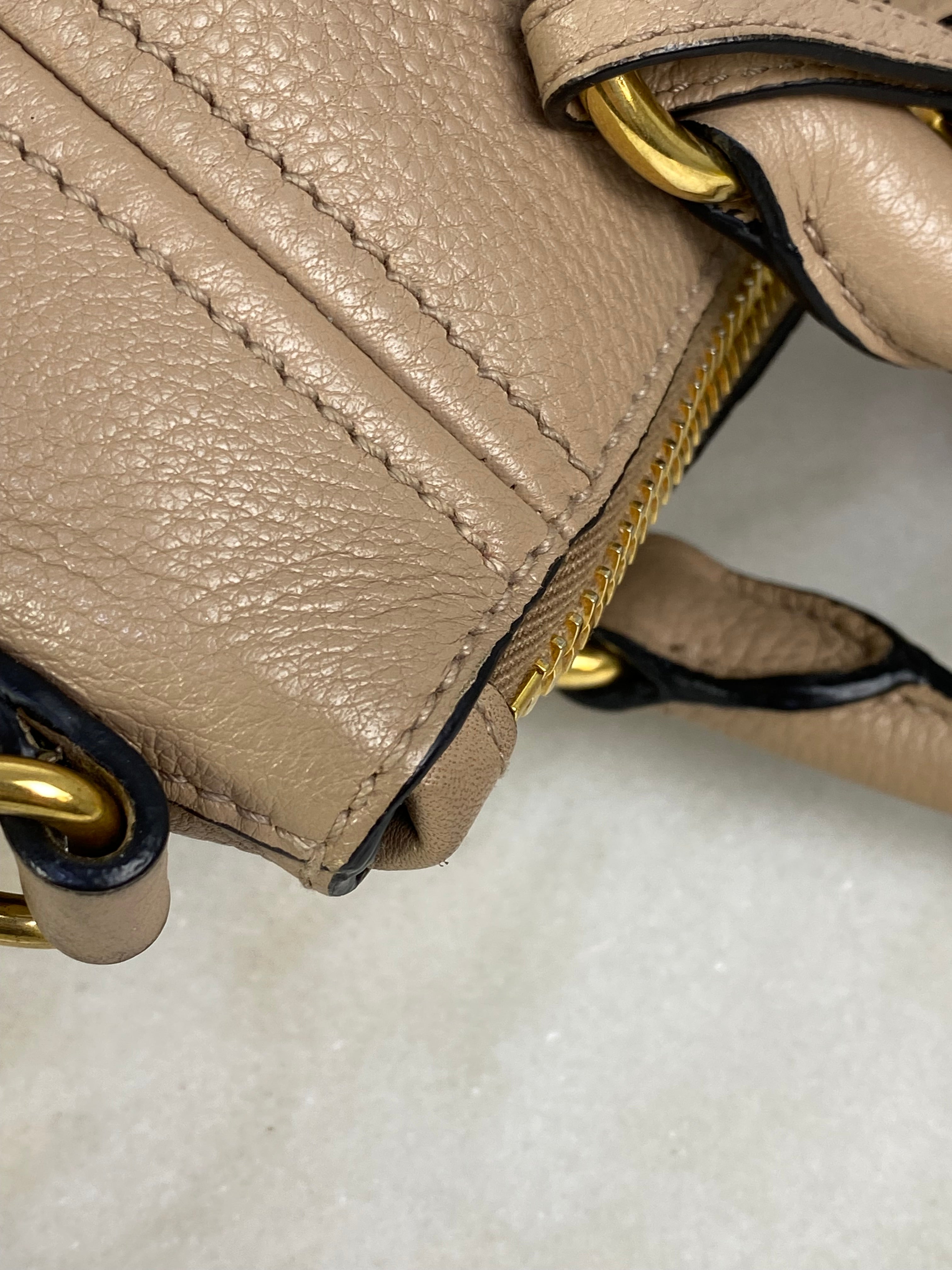 Prada Beige Vitello Daino Tote Bag W/ Strap
