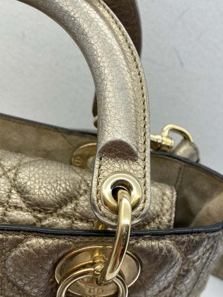 Christian Dior Metallic Gold Lady Dior Cannage Medium Bag-handbag-Christian Dior-The Closet Egypt