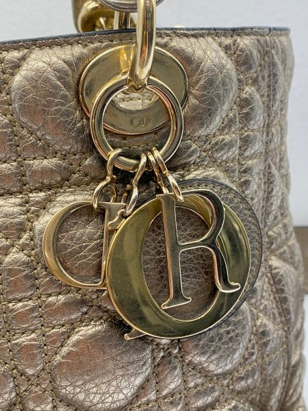 Christian Dior Metallic Gold Lady Dior Cannage Medium Bag-handbag-Christian Dior-The Closet Egypt
