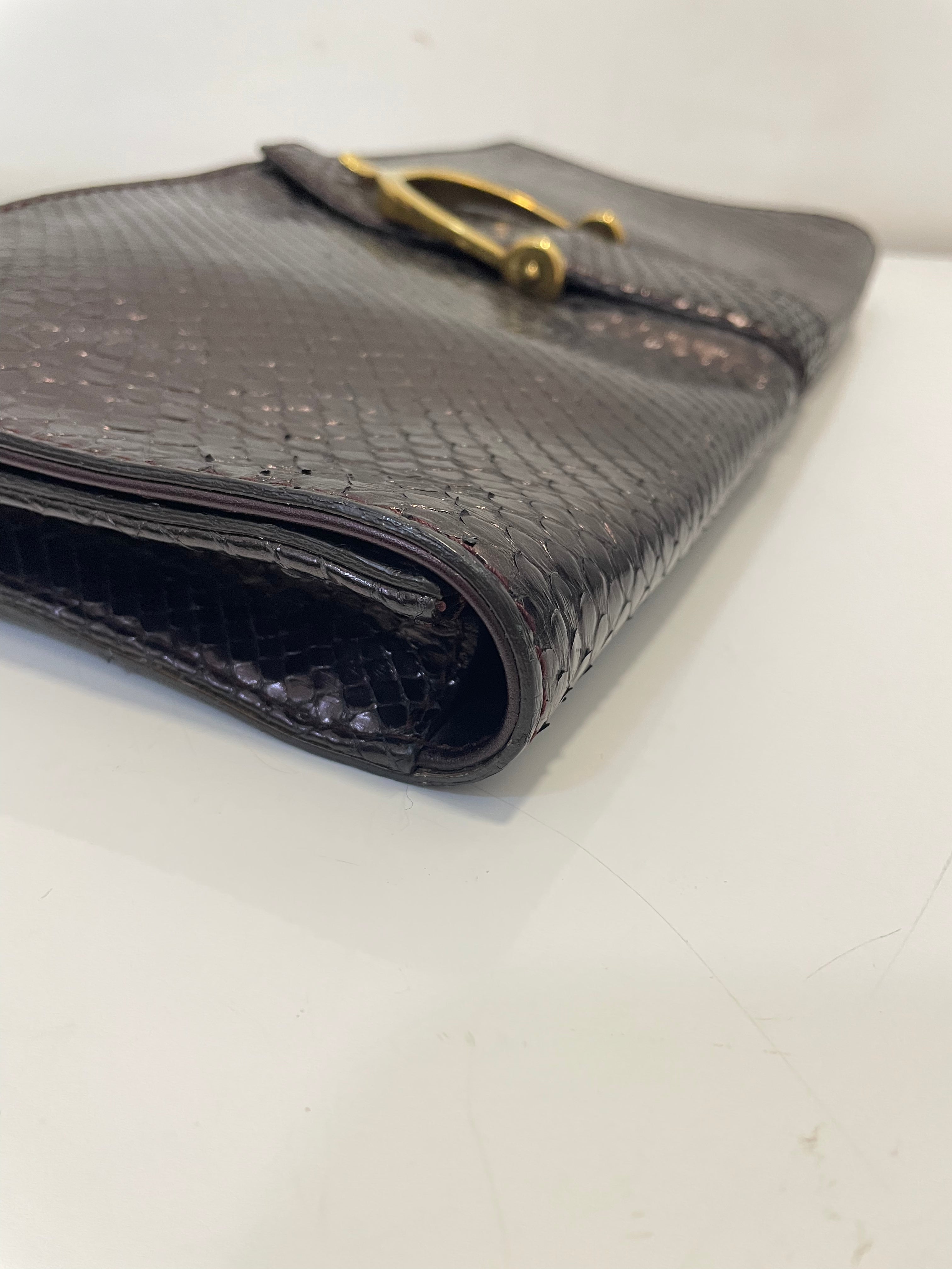 Gucci Burgundy Python Stirrup Clutch-Clutch-Gucci-The Closet Egypt