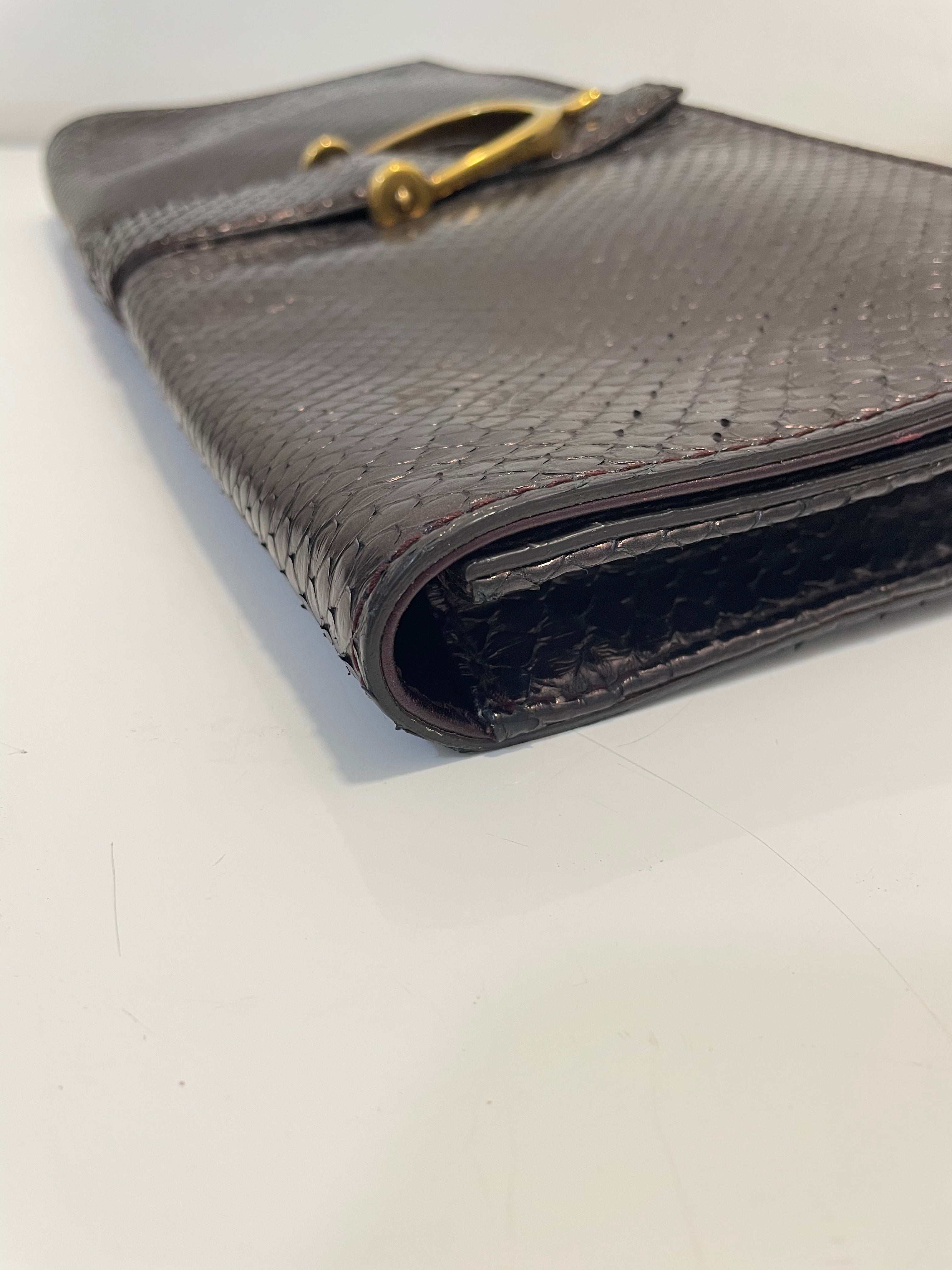 Gucci Burgundy Python Stirrup Clutch-Clutch-Gucci-The Closet Egypt