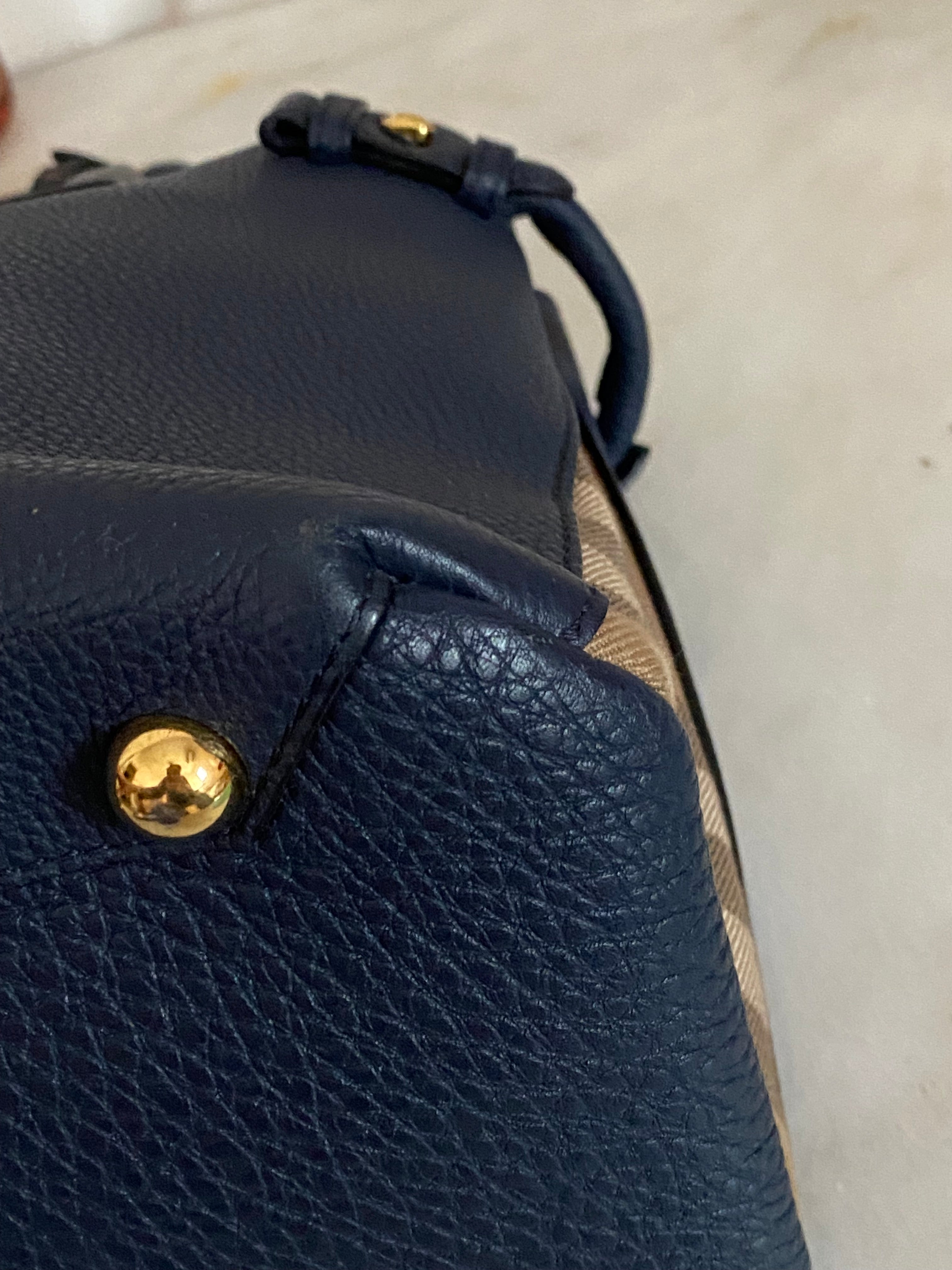 Burberry Navy Blue Medium Banner Top Handle Bag-handbag-Burberry-The Closet Egypt